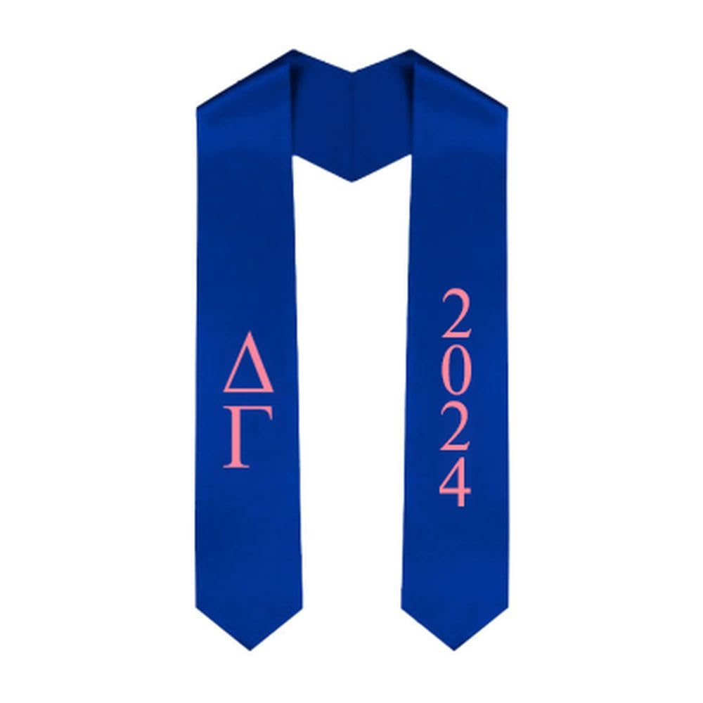 Custom Delta Gamma Greek Lettered Graduation Stole Sash - Personalized Sorority Graduation Accessory for 2024 - Perfect for Commencement Ceremonies & Sisterhood Celebrations