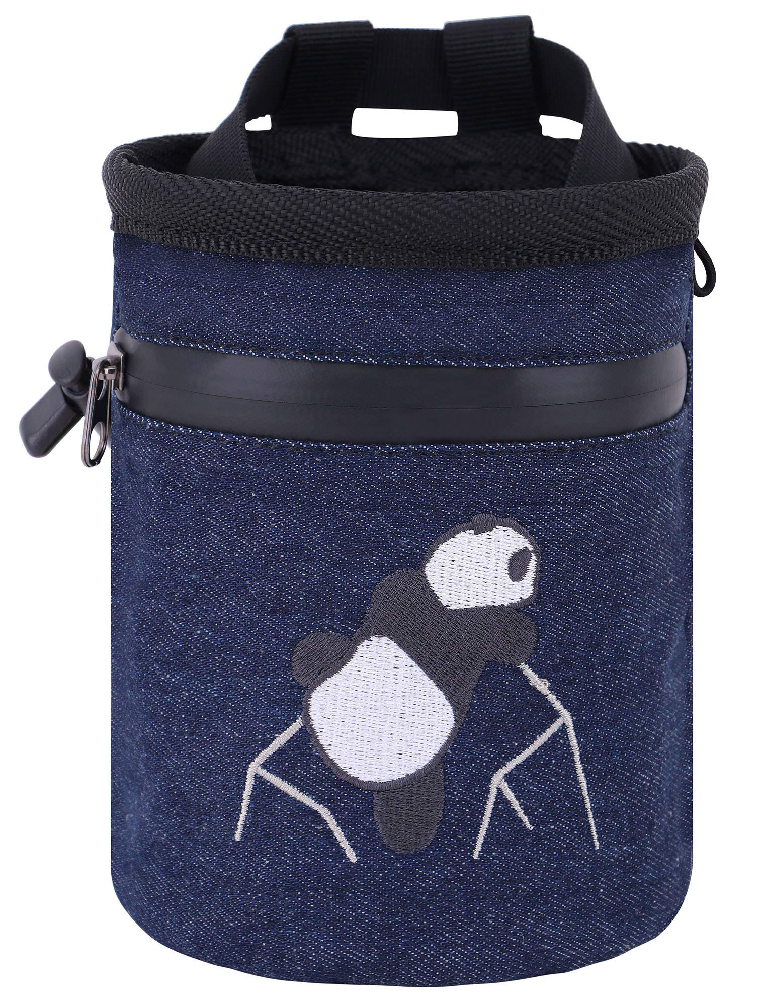 AMC Rock Climbing Chalk Bag with Panda Embroidery & Zipper Pocket - Perfect for Bouldering, Gym Training & Outdoor Climbing Adventures