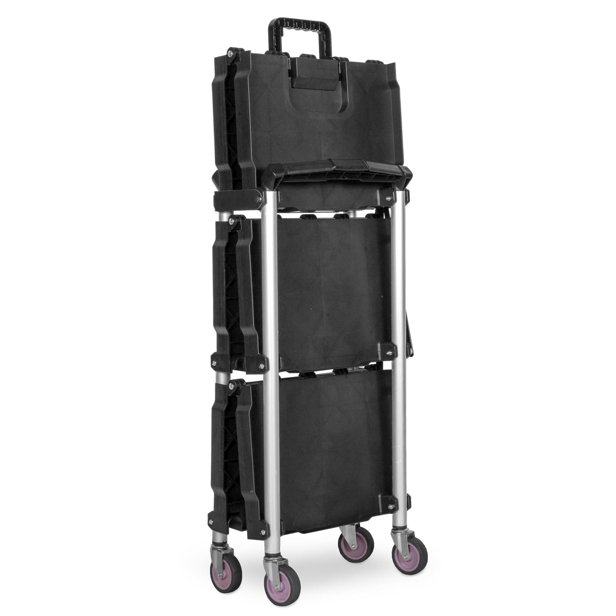 WEN 73065 Compact Foldable 3-Tier Utility Cart with 165lb Capacity - Perfect for Home, Office, Warehouse & Retail Organization