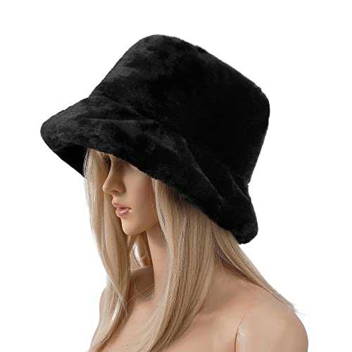 Stylish Furry Bucket Hat for Women & Men - Trendy Winter Fashion Accessory - Perfect for Outdoor Activities, Music Festivals & Streetwear