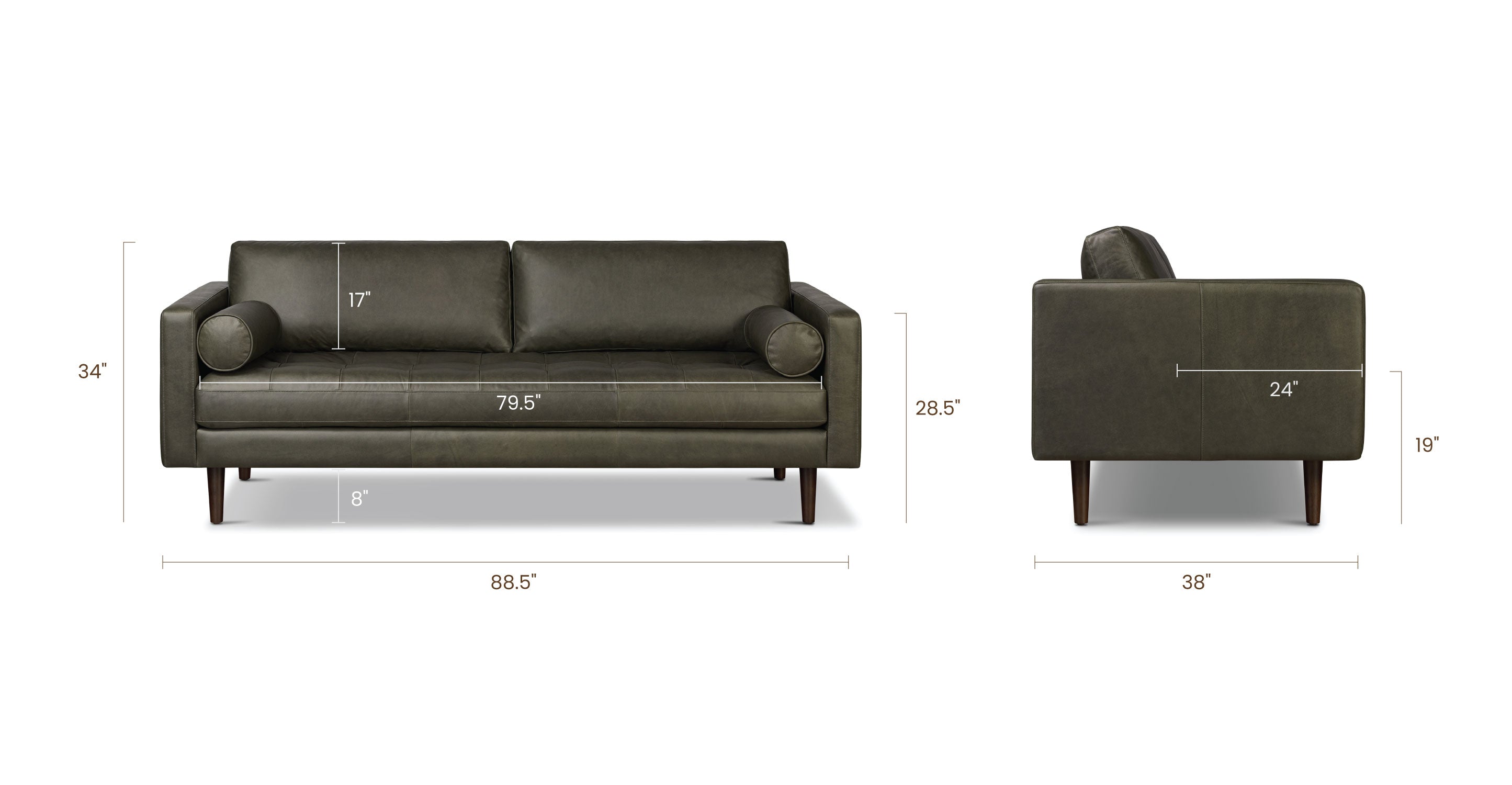 Premium Napa Leather Sofa - Modern Luxury Living Room Furniture for Home & Office - Perfect for Relaxing, Entertaining & Stylish Decor