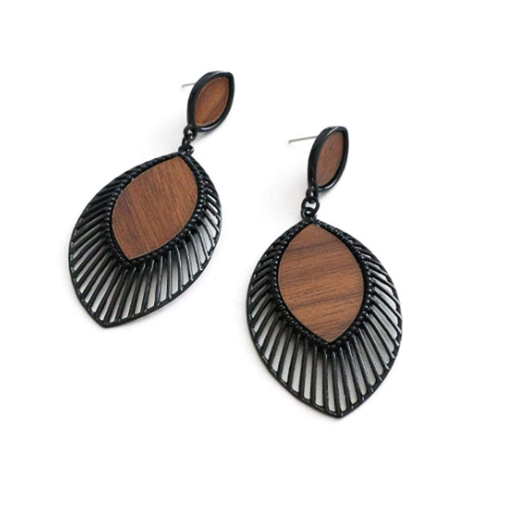 Stylish Wooden Statement Earrings for Women - Large Round Geometric Drop Dangle Hook Earrings | Boho Fashion Accessories for Parties, Weddings & Everyday Wear