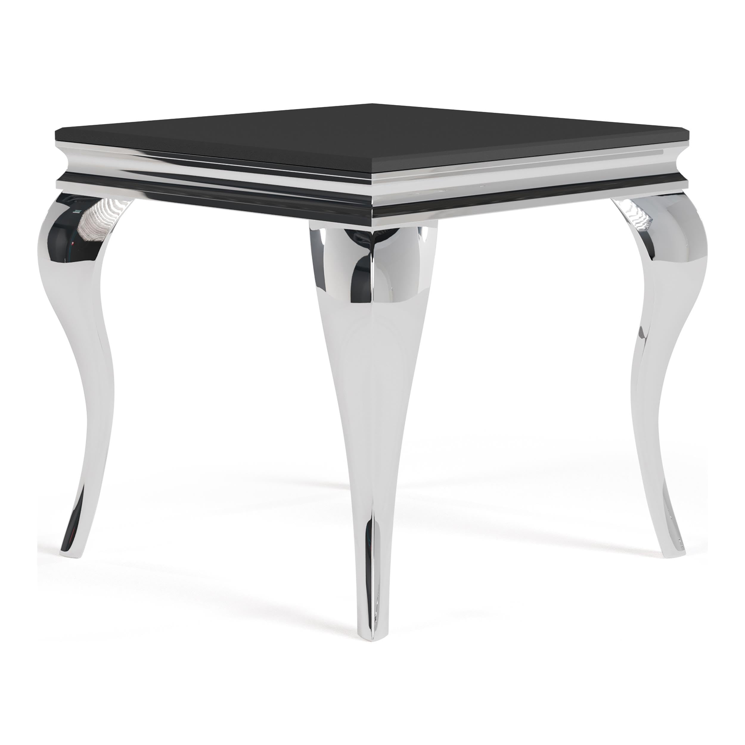 Furniture of America Alang Glam Glass Top End Table - Black & Silver Accent Table for Living Room, Bedroom, or Office Decor
