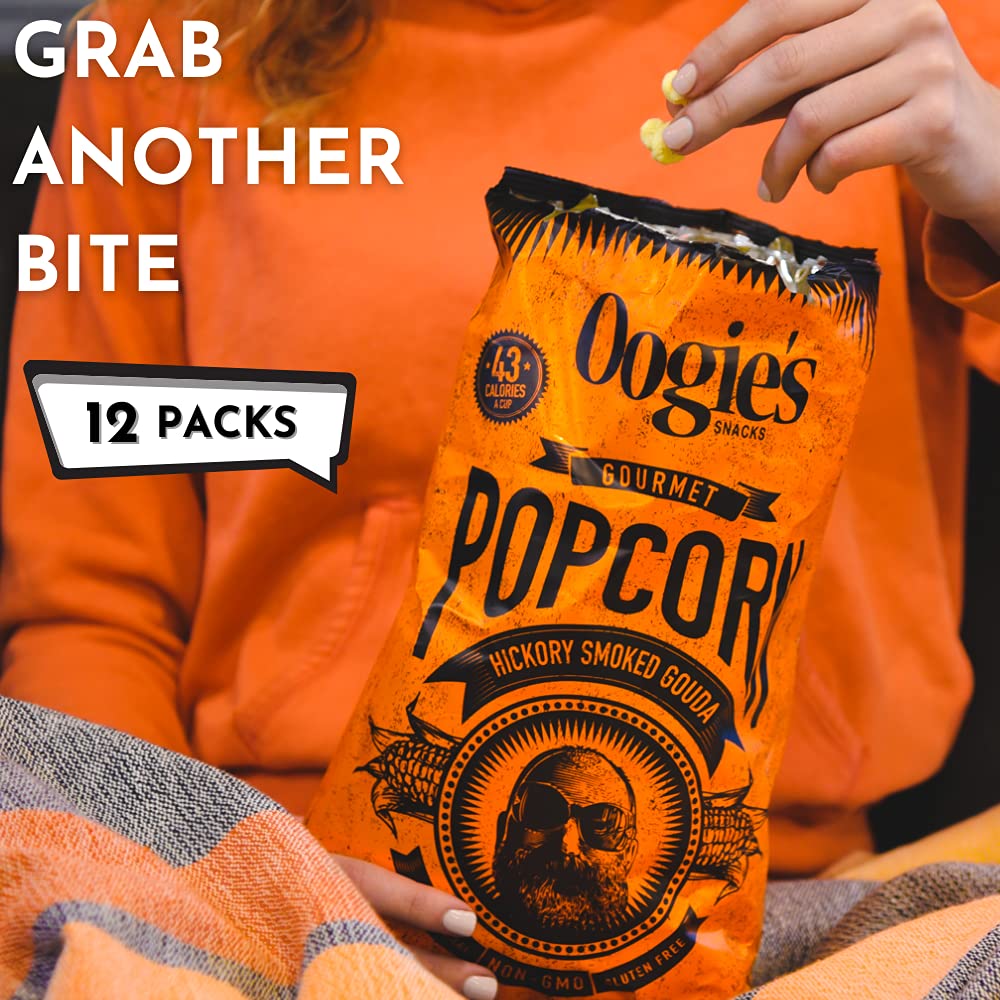 Oogie's Gourmet Popcorn - 12 Pack Hickory Smoked Gouda Flavor Gluten Free Snacks (4.25oz Big Bags) | Perfect for Movie Nights, Parties & Office Snacking
