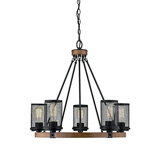 Millennium 3525-MB/WG 5-Light Black Chandelier - Modern Crystal Ceiling Light Fixture for Dining Room, Bedroom, or Living Room Decor