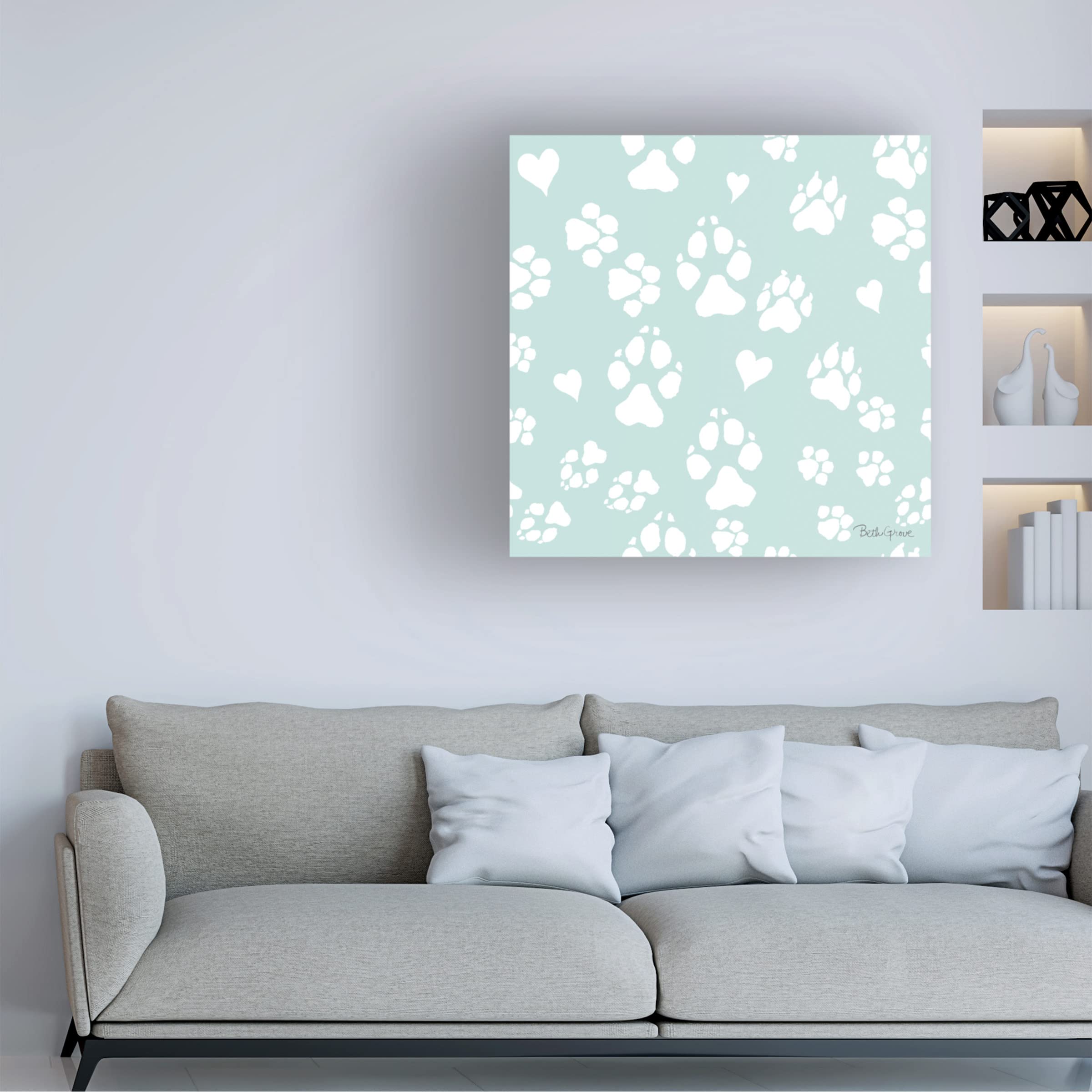 Trademark Fine Art 'Paws of Love Pattern IIID' Canvas Wall Art by Beth Grove - Dog Lover Gift, Pet Themed Home Decor for Living Room & Bedroom