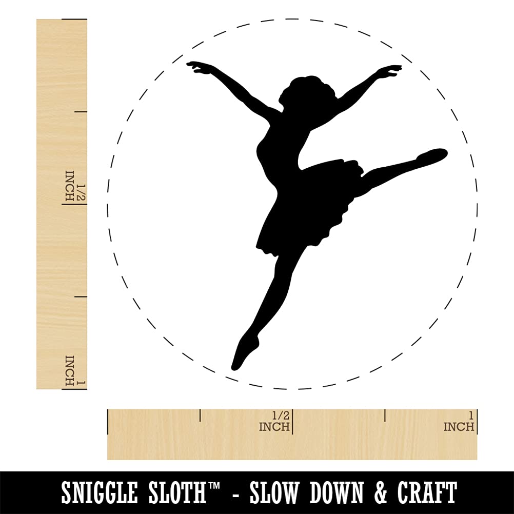 Lady Girl Ballerina Dancing Jumping Ballet Dance Rubber Stamp - 1 Inch Medium for DIY Scrapbooking, Card Making, Journaling & Planner Decorations