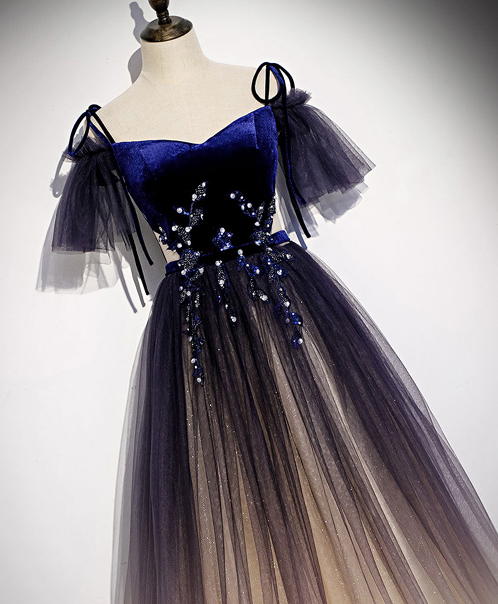 Elegant Purple Tulle Lace Long Prom Dress for Women - Formal Evening Gown for Homecoming, Wedding, and Special Occasions