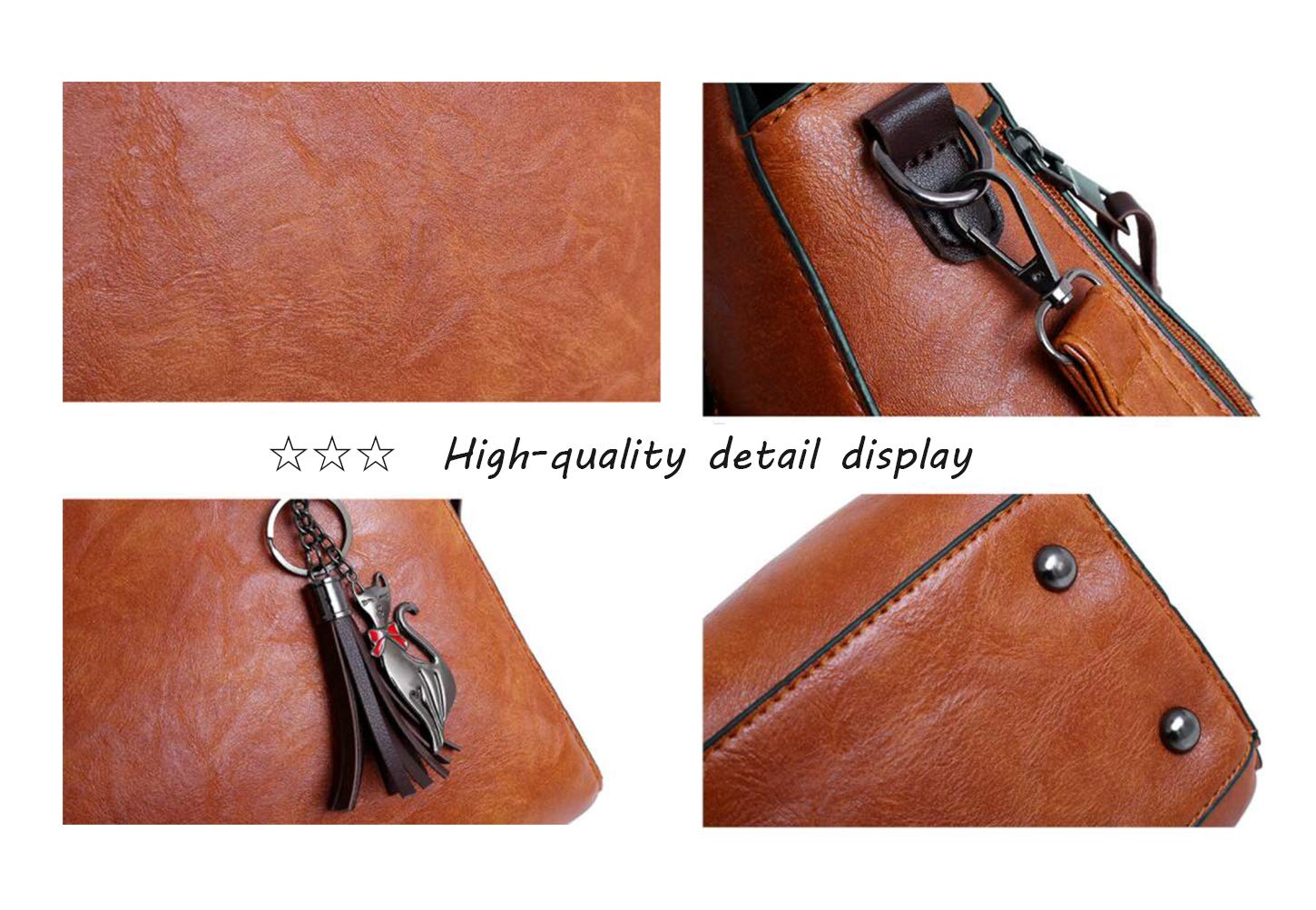 Women's PU Leather Tote Bag - Crossbody Shoulder Purse with Tassel for Work & Travel