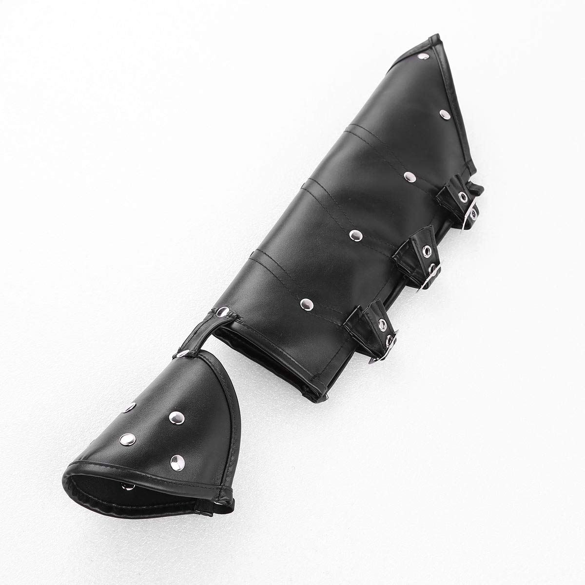 Gothic Punk PU Shoulder Armor with Metal Rivets - Adjustable Arm Cuff & Chest Harness for Cosplay, LARP, Halloween Costume Accessory - Perfect for Steampunk, Cyberpunk & Gothic Fashion Outfits