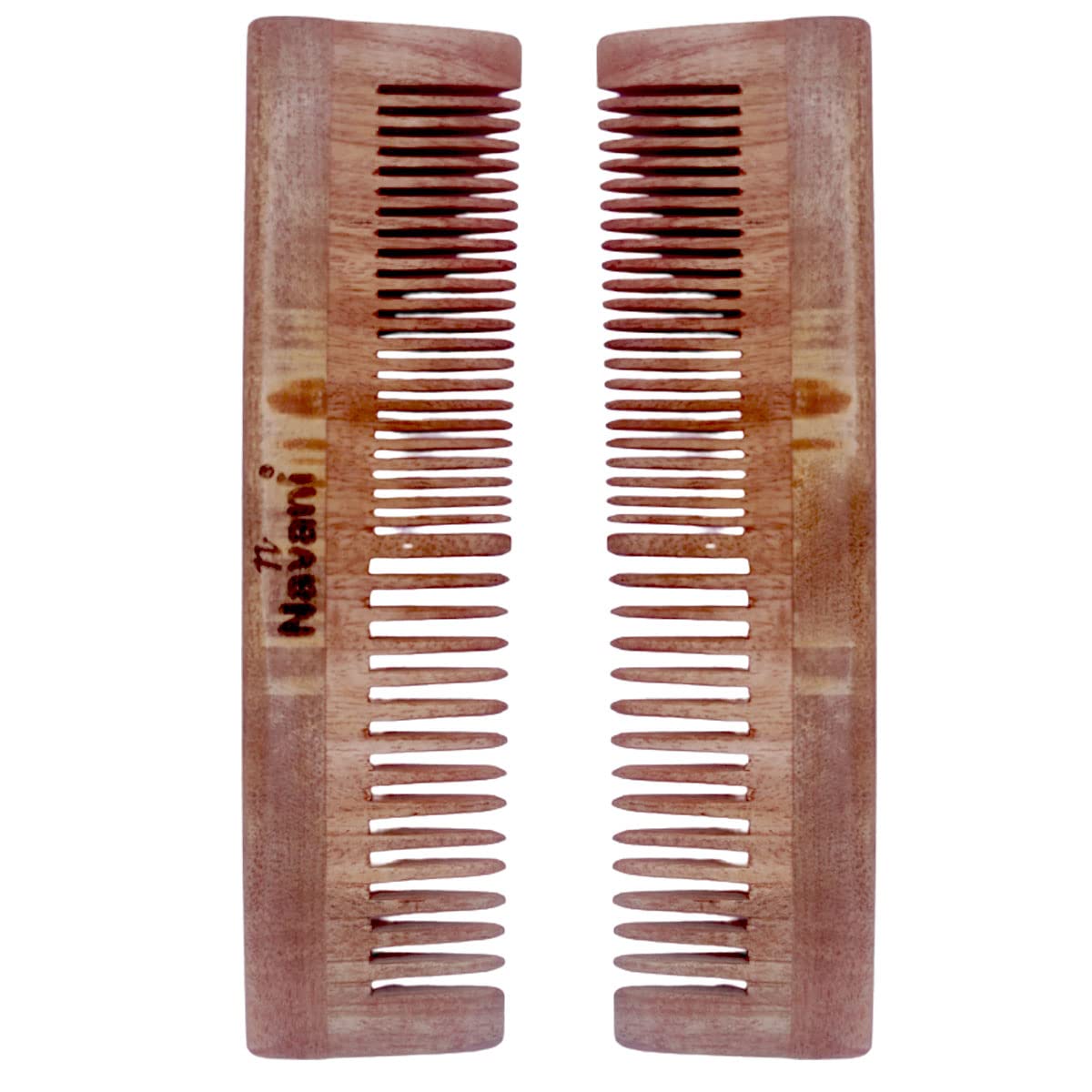 Navani Neem Wooden Dual Comb for Hair Care - Anti Hair Fall, Dandruff & Frizz Control Comb with Oil Treatment - Natural Wooden Hair Straightening Comb for Men & Women - Perfect for Daily Hair Styling and Scalp Massage at Home or Salon