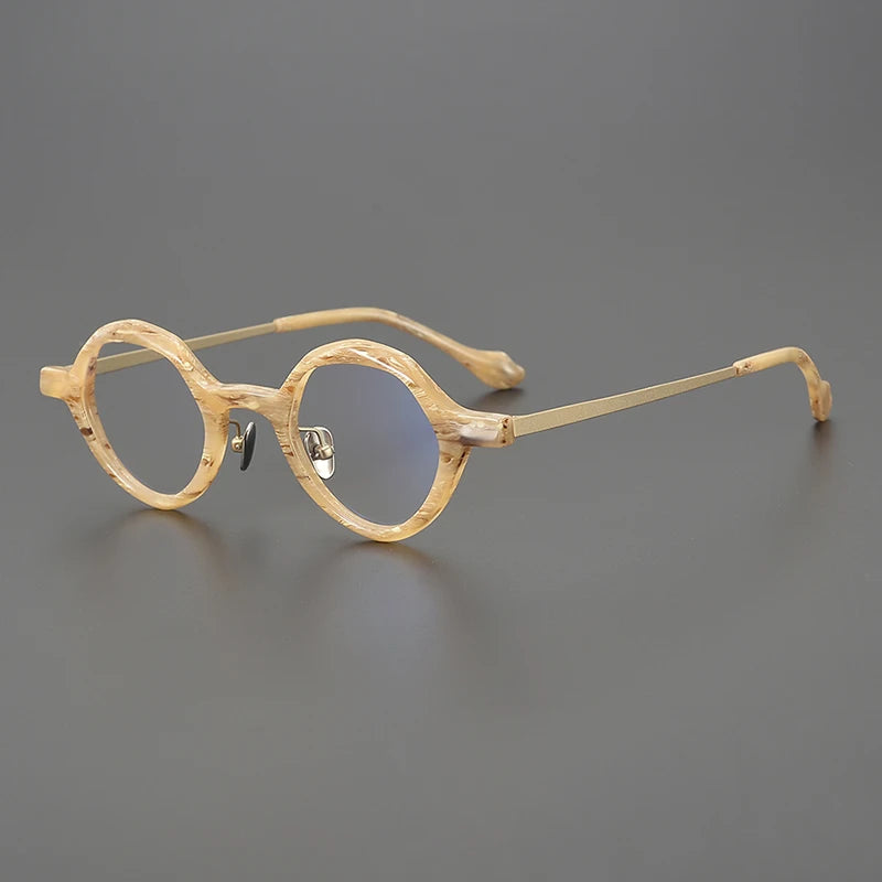 Stylish Unisex Black Acetate & Titanium Eyeglasses Frame - Oval Round Full Rim Glasses 96071 | Perfect for Work, Reading & Fashion Accessory