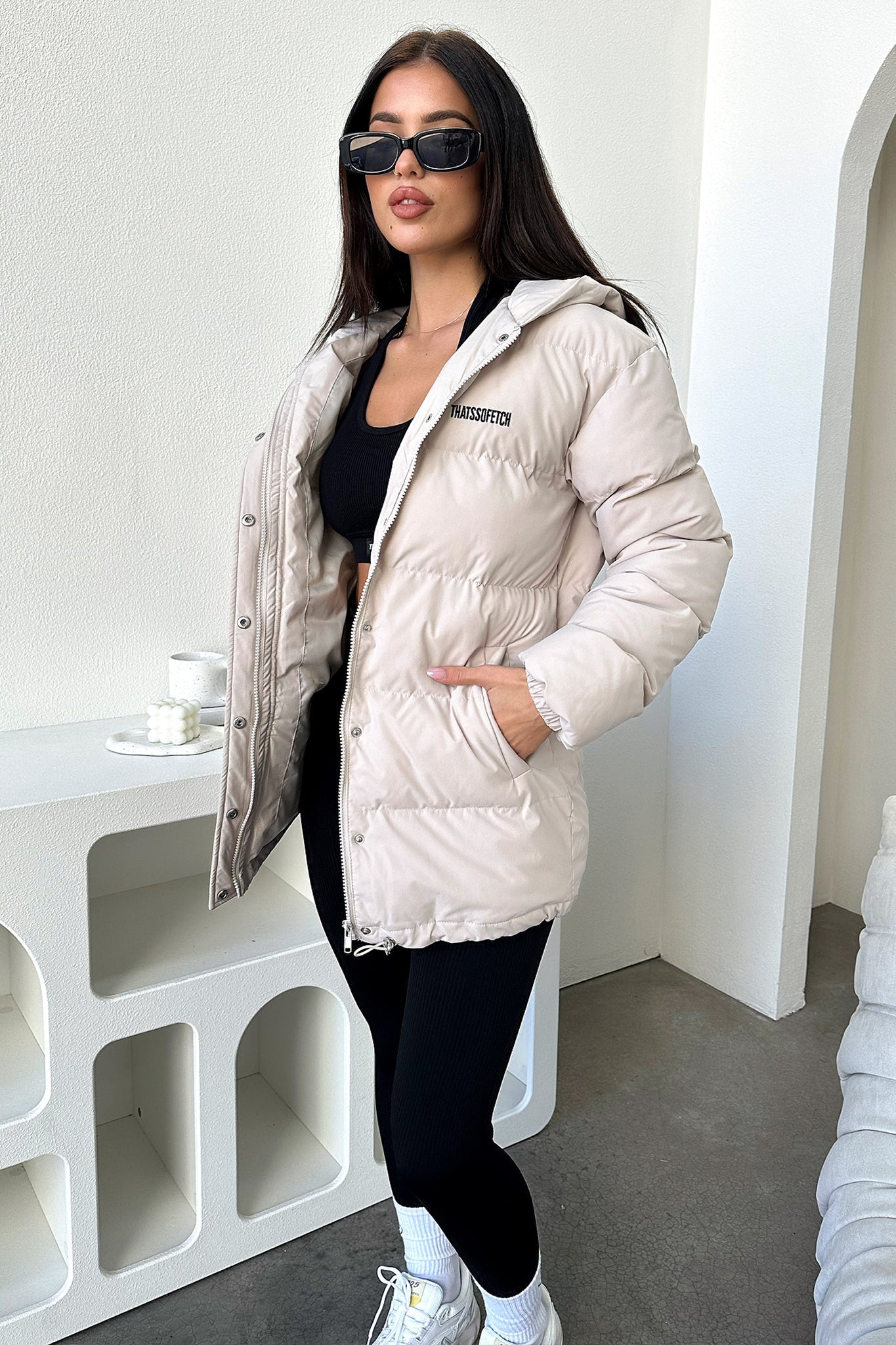 Julian Puffer Jacket for Women - Lightweight Winter Coat, Waterproof & Windproof, Bone Color - Perfect for Outdoor Activities, Skiing, and Cold Weather Fashion