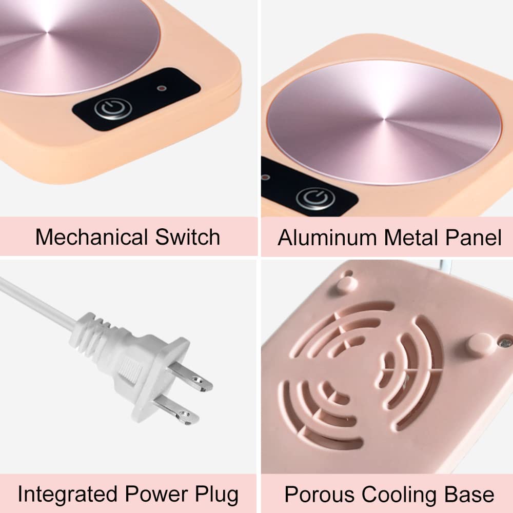 Premium Aluminum Coffee Mug Warmer for Coffee, Tea, Cocoa & Milk - Safe & Reliable Beverage Warmer Coaster - Ideal for Home, Office & Travel - Pink (4