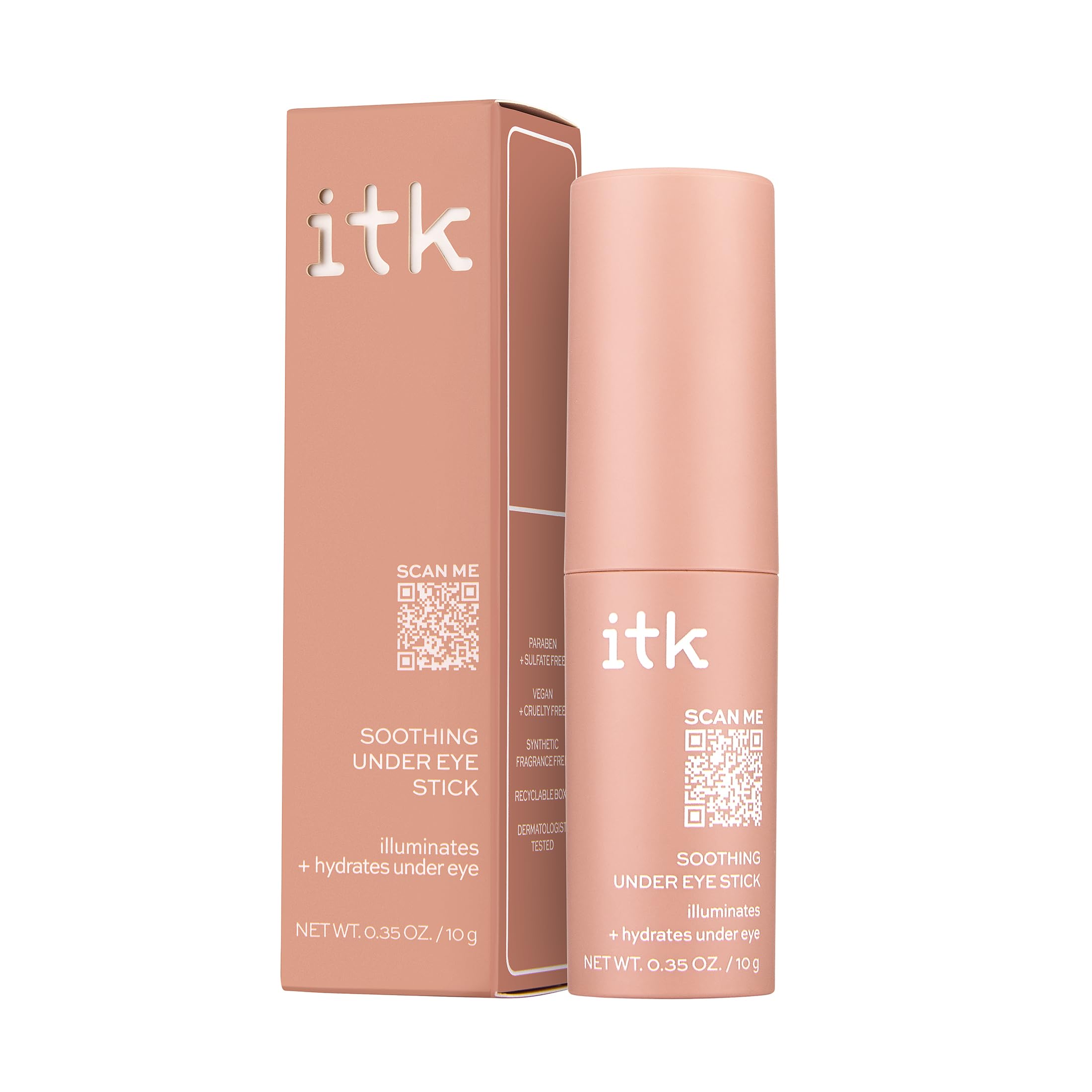 ITK Skincare Caffeine & Aloe Vera Under Eye Stick - Dark Circle Treatment for Puffy Eyes, Fine Lines & Wrinkles - Hydrating Eye Balm Reduces Redness & Brightens Skin - 0.5 oz Portable Stick for Travel, Office & Daily Skincare Routine