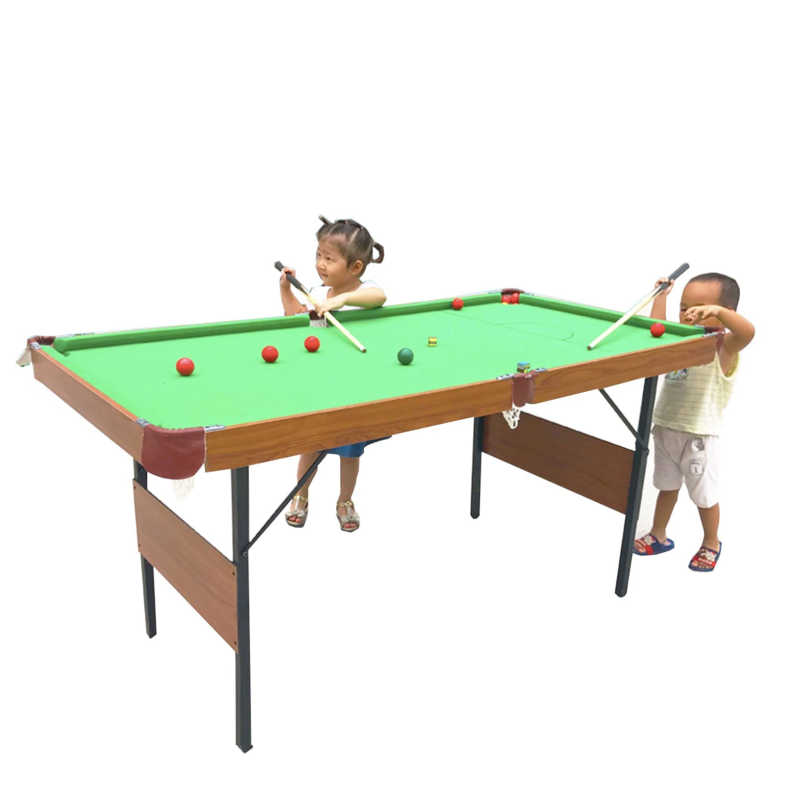 Foldable Pool Table with Billiard Balls, Cue Stick, Brush, Triangle Rack & Chalk - Portable Billiards Game Table for Home, Office, Game Room & Parties