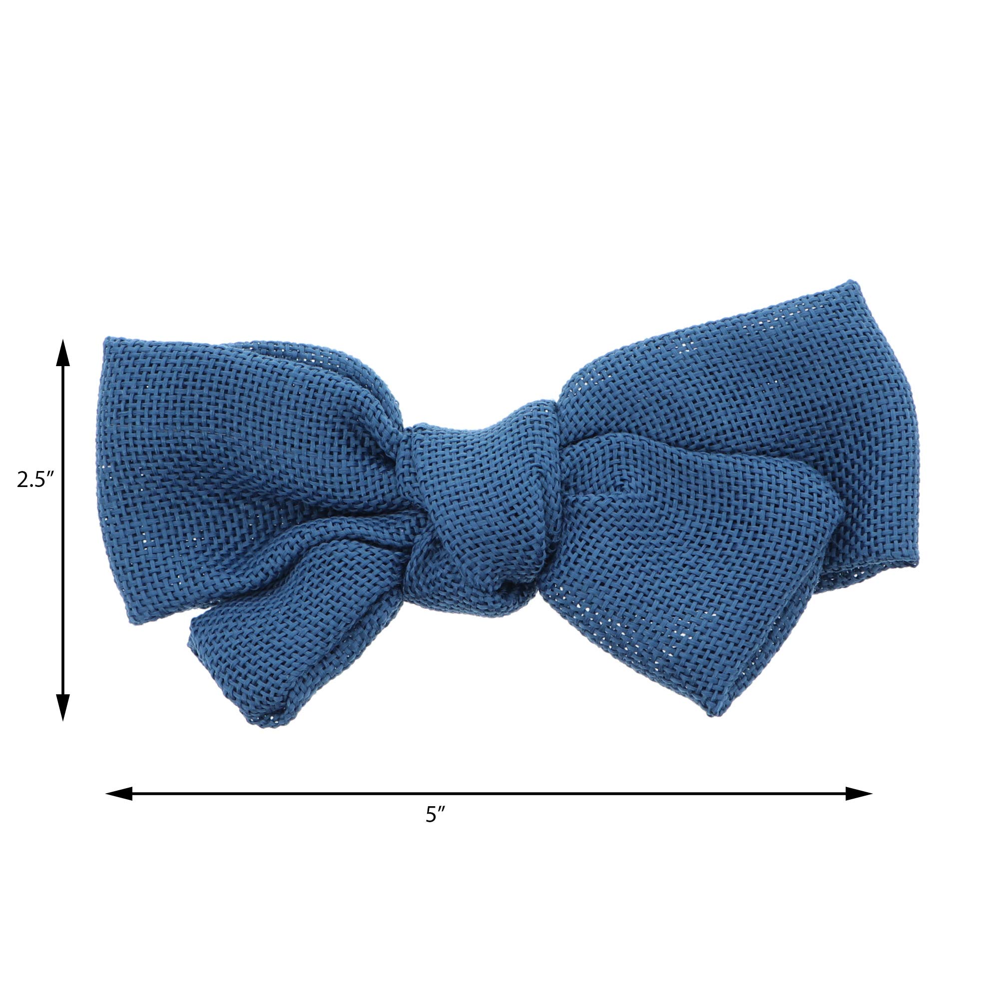 5 Inch Girls Burlap Bows - Set of 3 Blue Hair Bows for Baby Toddler Kids Birthday Party Photo Props