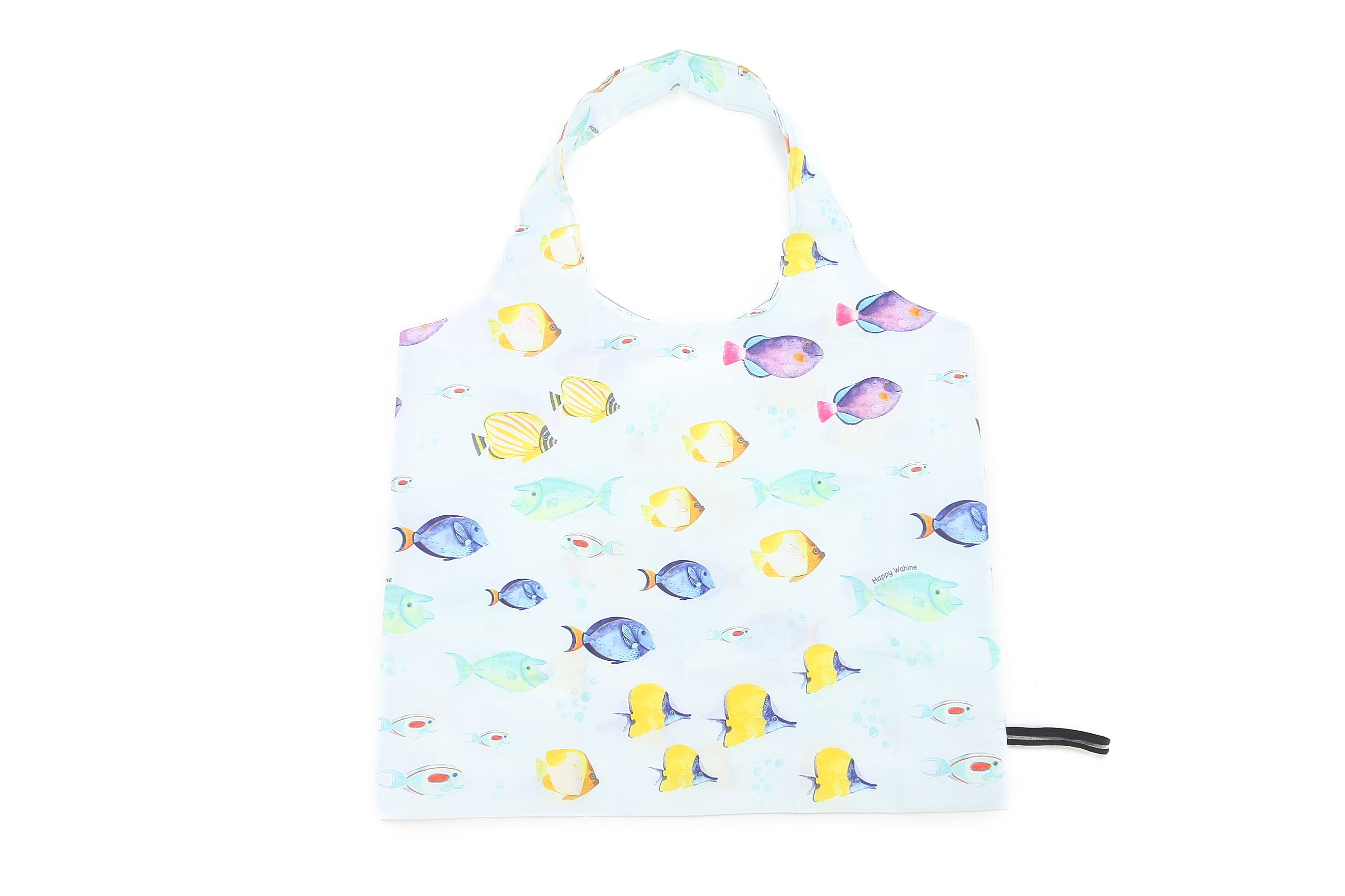 Foldable Tote Bag - Jake Fish 'Ohana Blue - Lightweight & Durable Shopping Bag for Beach, Grocery, Travel & Daily Use