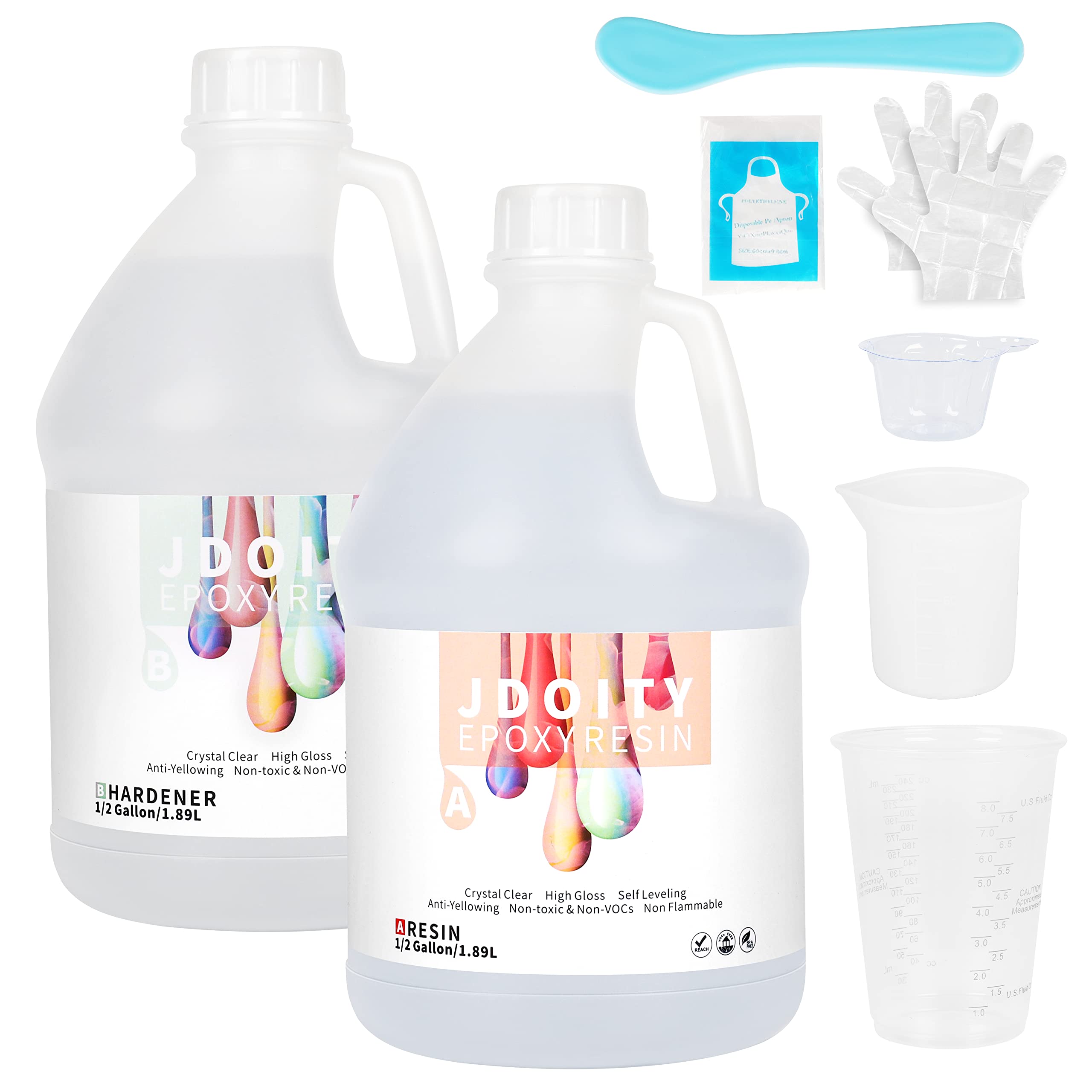 1 Gallon Epoxy Resin Kit - Crystal Clear Casting Resin for Art, River Tables, Jewelry Making & DIY Crafts | Easy 1:1 Mix Ratio with Silicone Measuring Cups | Beginner-Friendly Resin Kit for Home Decor, Woodworking & Creative Projects