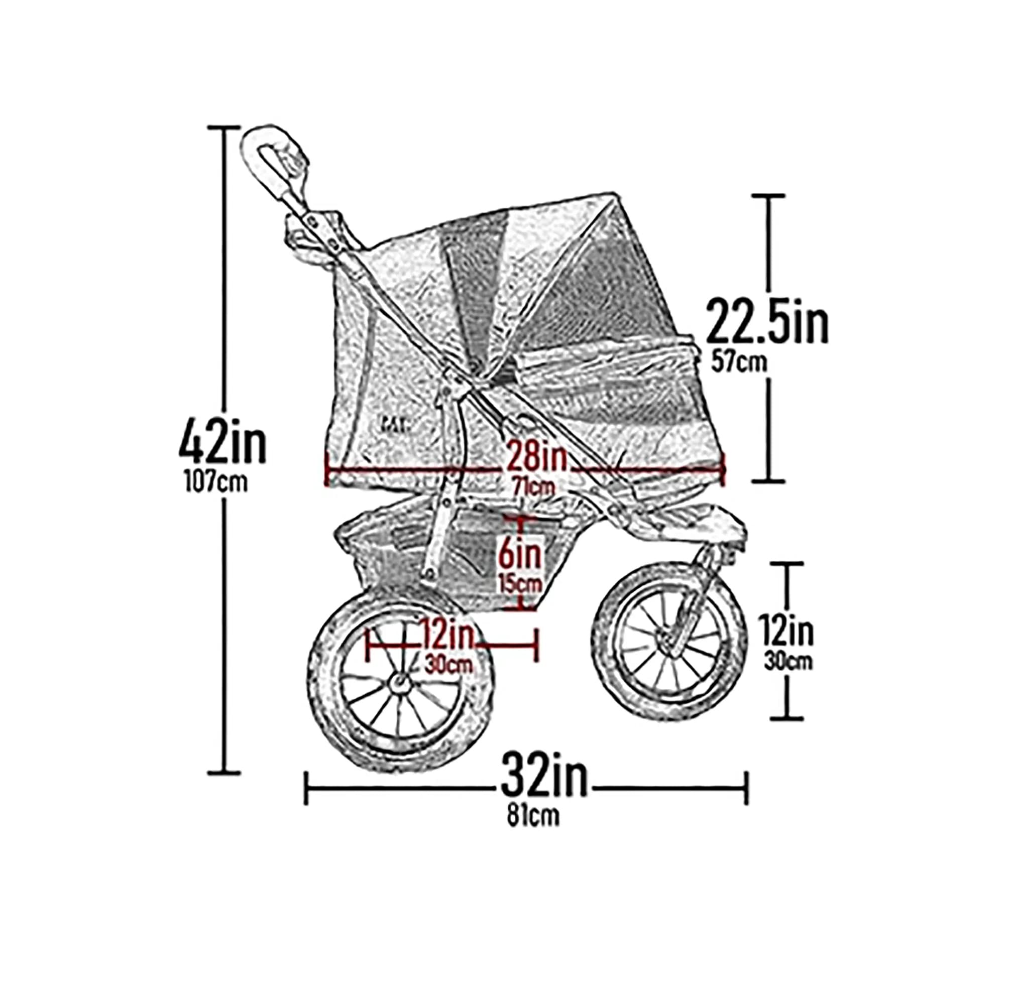 Pet Gear No-Zip Jogger Pet Stroller for Small Dogs & Cats - Zipperless Entry, Airless Tires, One-Hand Fold - Includes Cup Holder & Storage Basket - Perfect for Jogging, Shopping & Outdoor Adventures