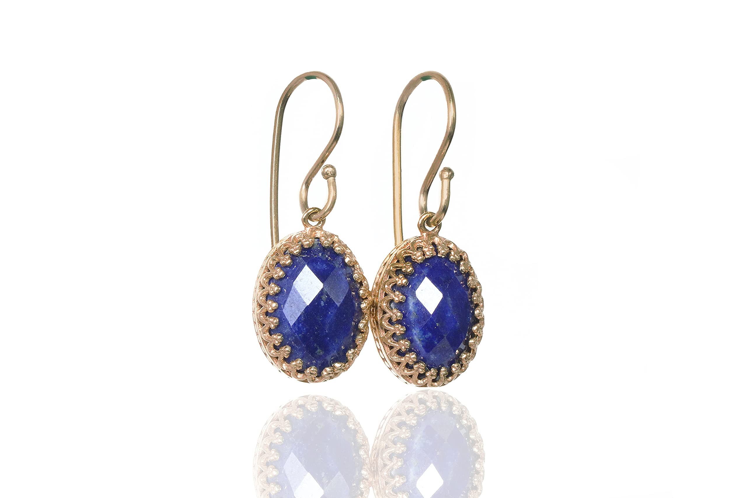 Handmade Lapis Lazuli Dangle Earrings for Women - Natural Blue Gemstone Statement Jewelry by Anemone Jewelry - Artisan Crafted Gift Box Included - Perfect for Parties, Weddings & Special Occasions