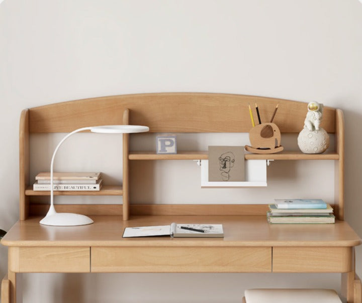 Premium Oak & Beech Solid Wood Multi-Layer Desktop Shelf - Sturdy & Stylish Organizer for Home Office, Study, or Workspace - Perfect for Books, Plants, and Office Supplies