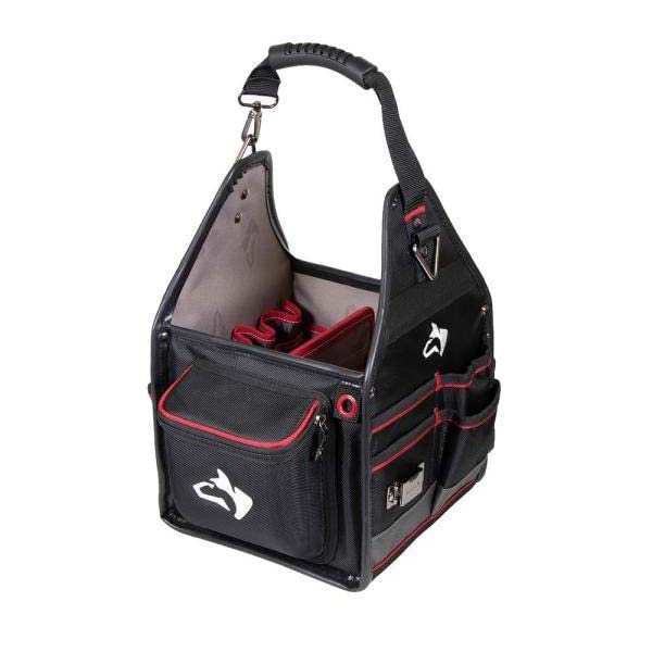 Husky Professional 10-Inch Electrician Tool Bag with Removable Tool Wall (Model 67128-02) - Durable Organizer for Electricians, Contractors & DIY Home Repairs