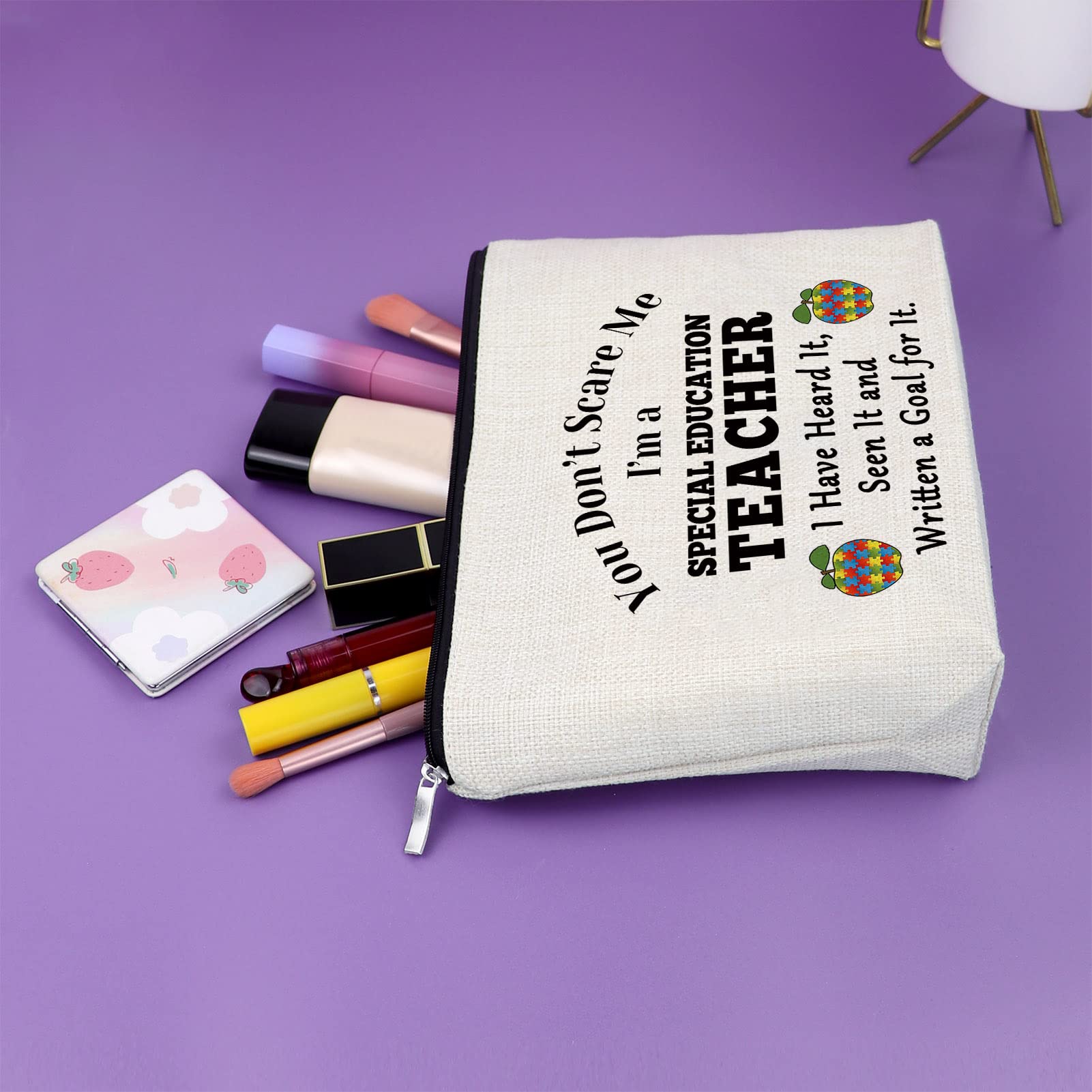 **Special Education Teacher Appreciation Gift - Makeup Bag & Cosmetic Organizer for Autism Teachers, Thank You & Retirement Gift - Travel Pouch for School, Work & Daily Use**