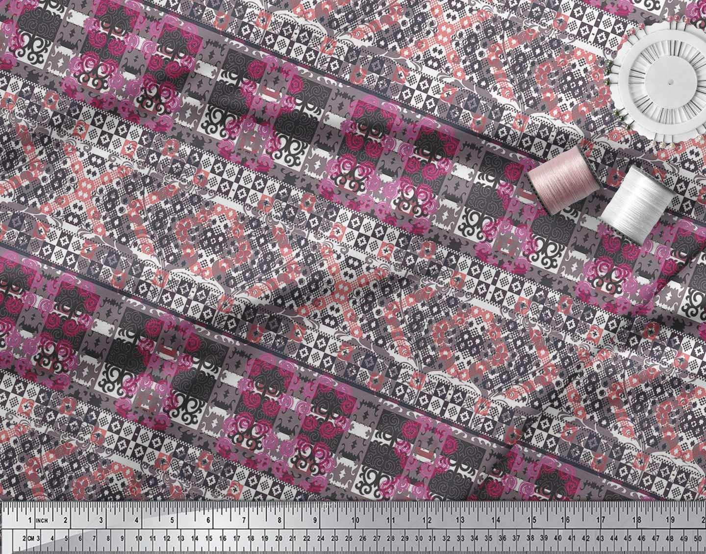 Soimoi Moss Georgette Brown Fabric by The Yard - 42 Inch Wide Check & Damask Ethnic Printed Textile for Dresses, Curtains & Home Decor - Classic Modern Fusion Fabric for DIY Sewing Projects