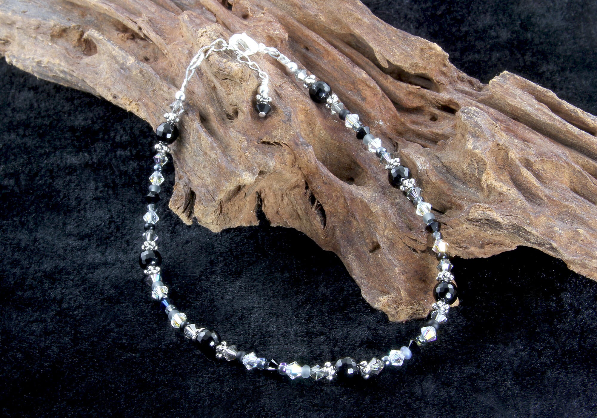 Black Onyx Gemstone Silver Plated Anklet Bracelet for Women - Elegant Ankle Jewelry for Everyday Wear & Special Occasions