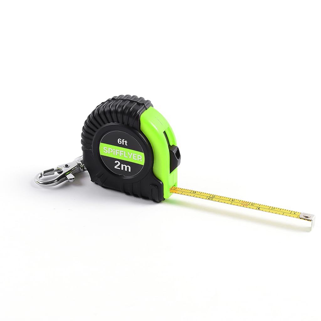 2 Pack Small Tape Measure 6ft/2M - Mini Measuring Tape with Swivel Snap Hook, Green & Black - Perfect for DIY Projects, Sewing, Crafting & Home Improvement