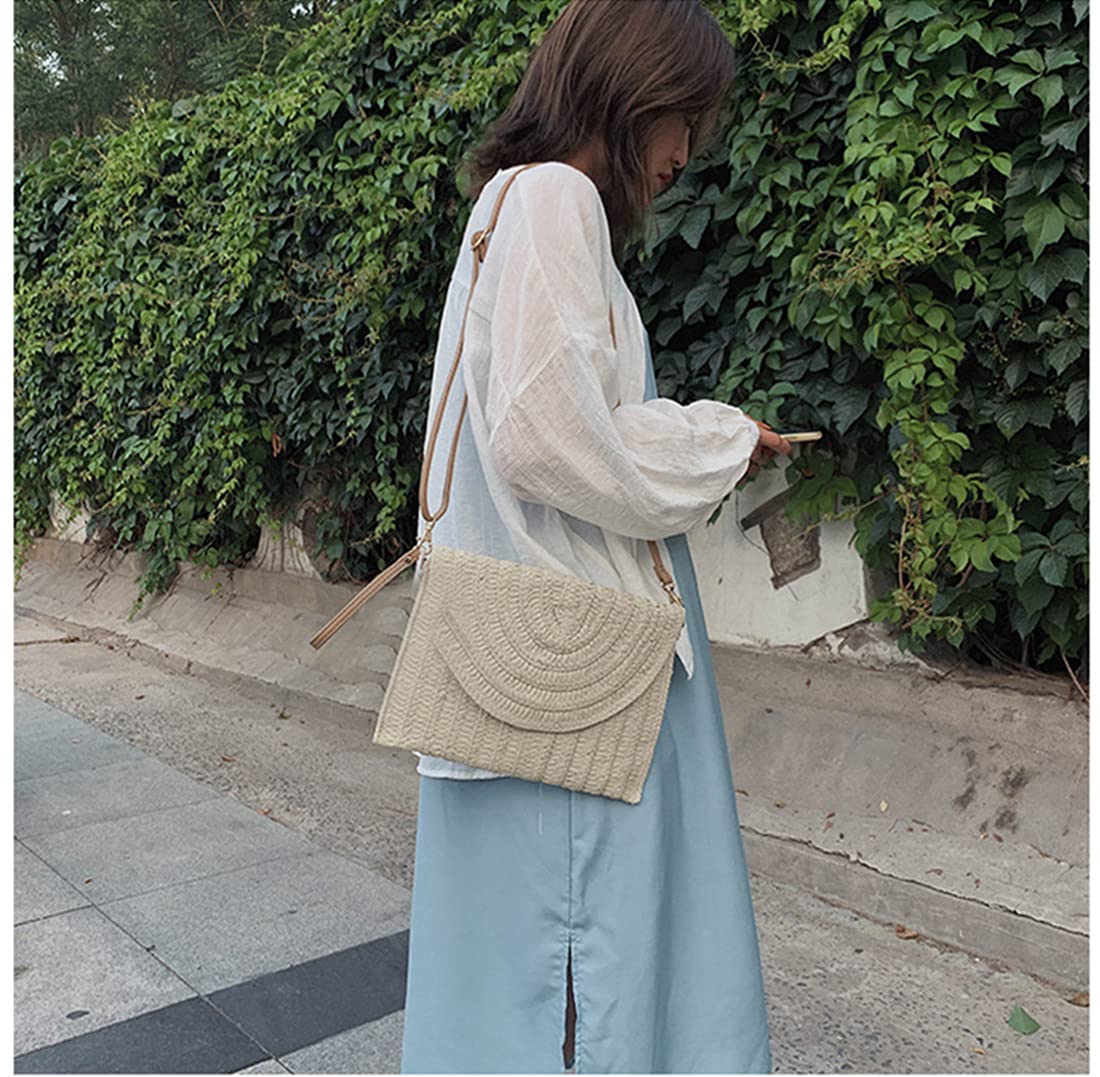 Eco-Friendly Straw Shoulder Bag for Women - Beach Tote, Crossbody Clutch, Casual Purse & Wallet - Perfect for Summer Vacations, Pool Parties, and Boho Fashion Accessories