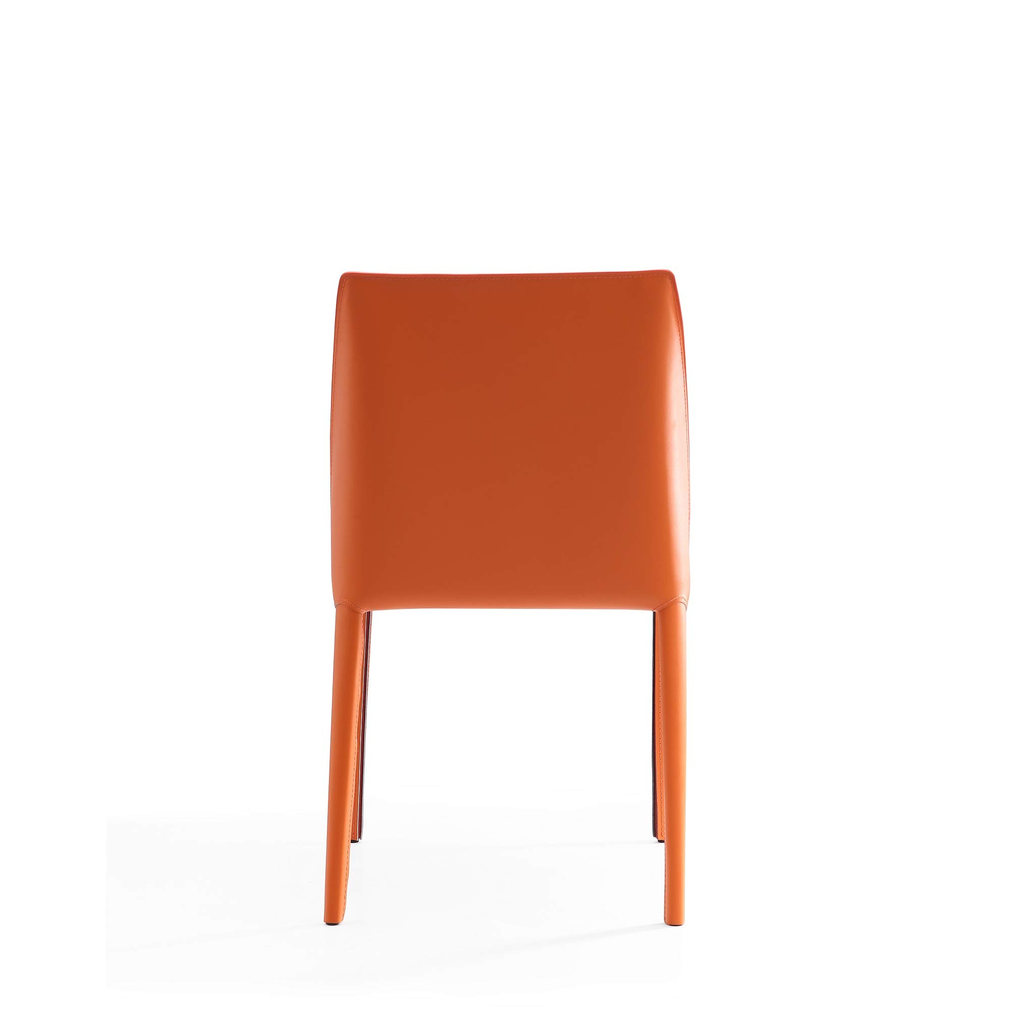 Paris Modern Saddle Leather Dining Chairs Set of 2 - Metal Frame & Comfortable Padded Seat - Fully Assembled Kitchen Accent Furniture in Coral - Perfect for Dining Rooms, Breakfast Nooks & Contemporary Home Decor