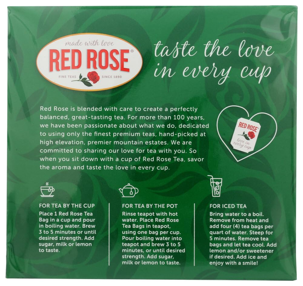Organic Red Rose Naturally Decaffeinated Tea Bags - 48 Count (Pack of 12) | Herbal Relaxation Tea for Evening, Stress Relief & Better Sleep | Perfect for Home, Office & Gifts