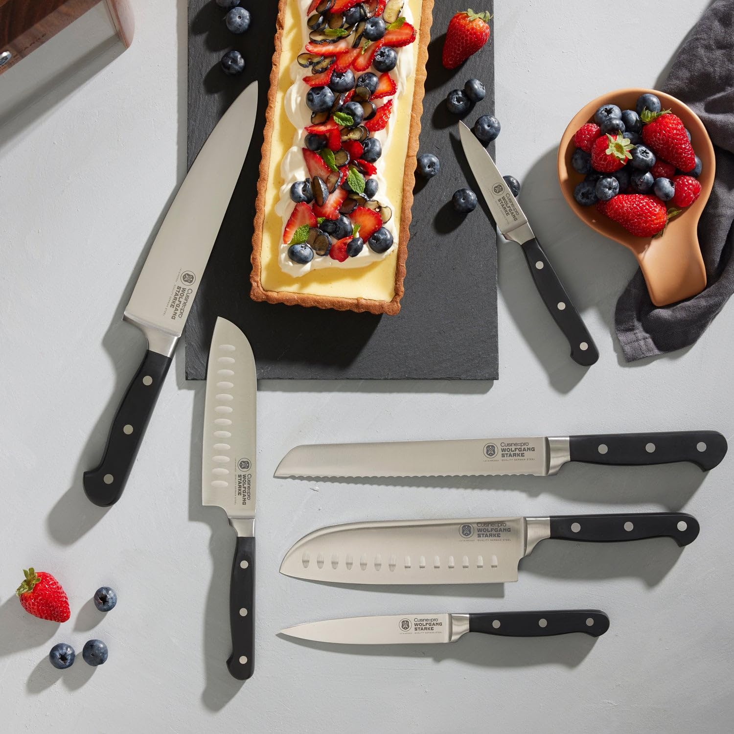 Wolfgang Starke Professional 7-Piece Knife Block Set - High-Quality German Kitchen Knives for Chefs & Home Cooking - Perfect for Slicing, Dicing & Food Prep