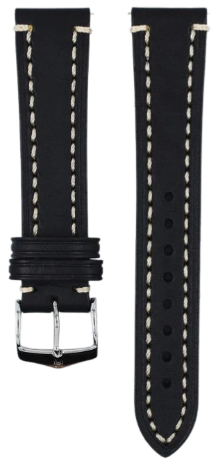 Hirsch Liberty Black 22mm Genuine Leather Watch Band - Premium Replacement Strap for Smartwatches & Traditional Watches | Perfect for Business, Casual & Formal Occasions
