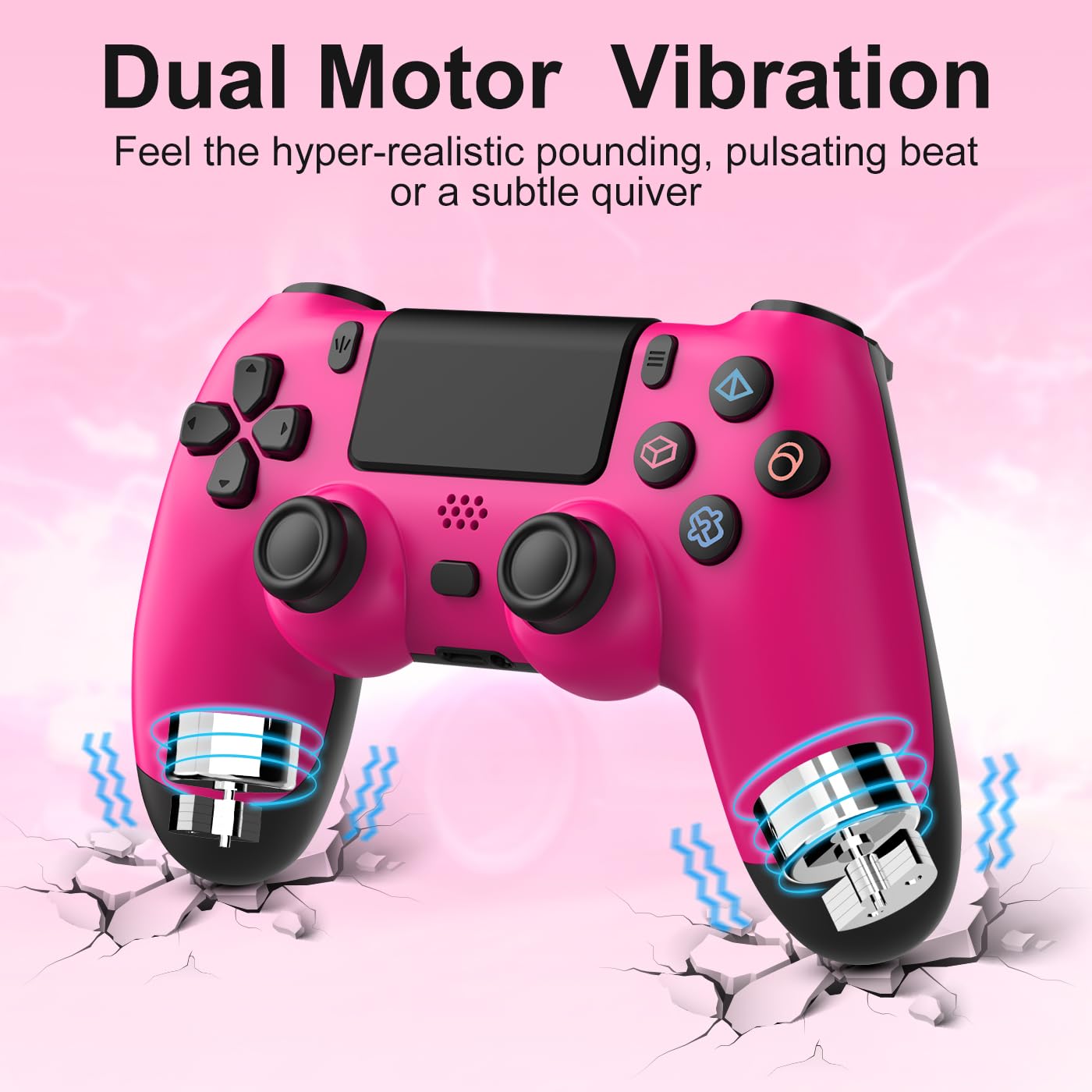 Wireless PS4 Controller with Dual Vibration - Pink for Gaming