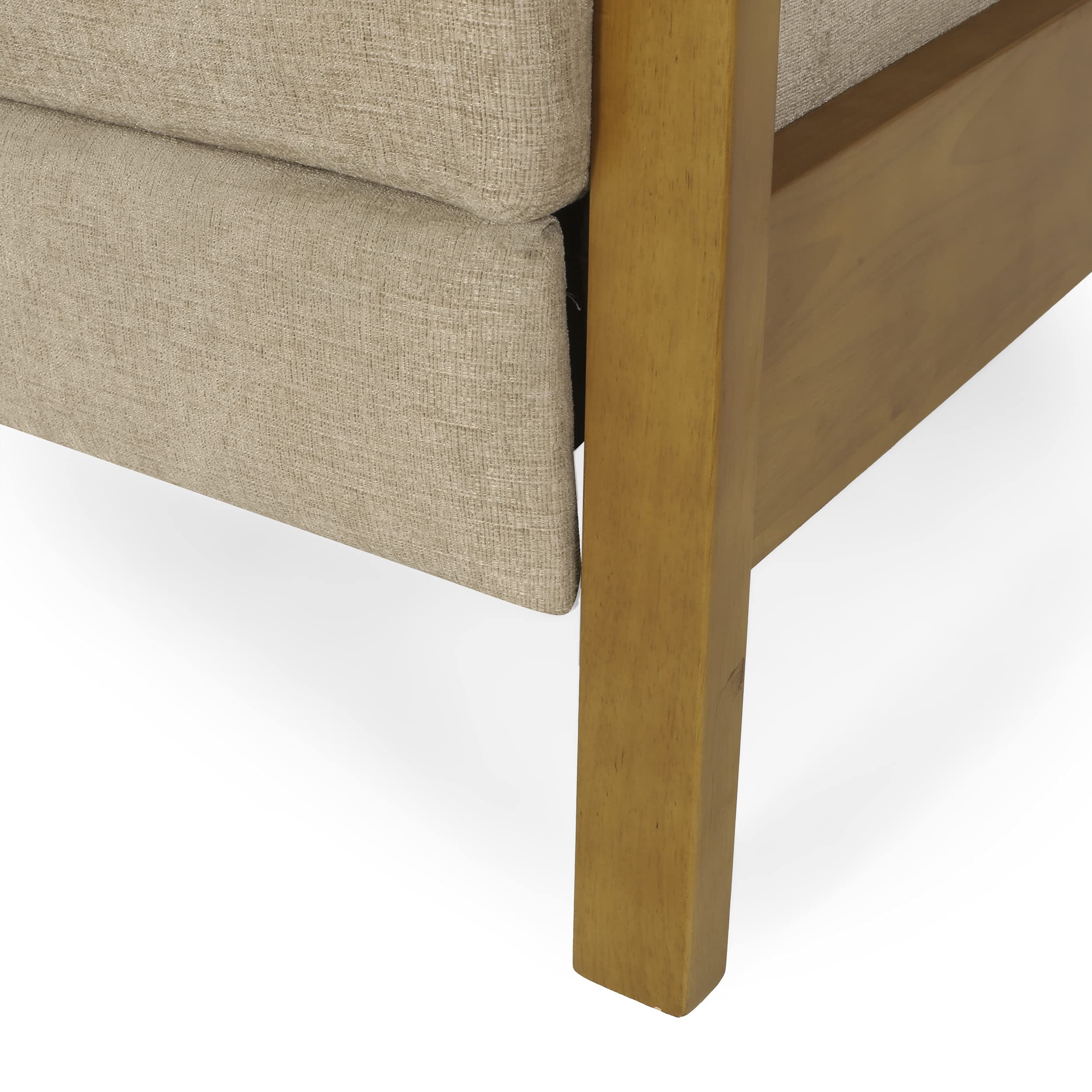 Christopher Knight Home Munro Channel Stitch Pushback Recliner - Sand/Teak Fabric - Comfortable Living Room Chair for Relaxing & Watching TV