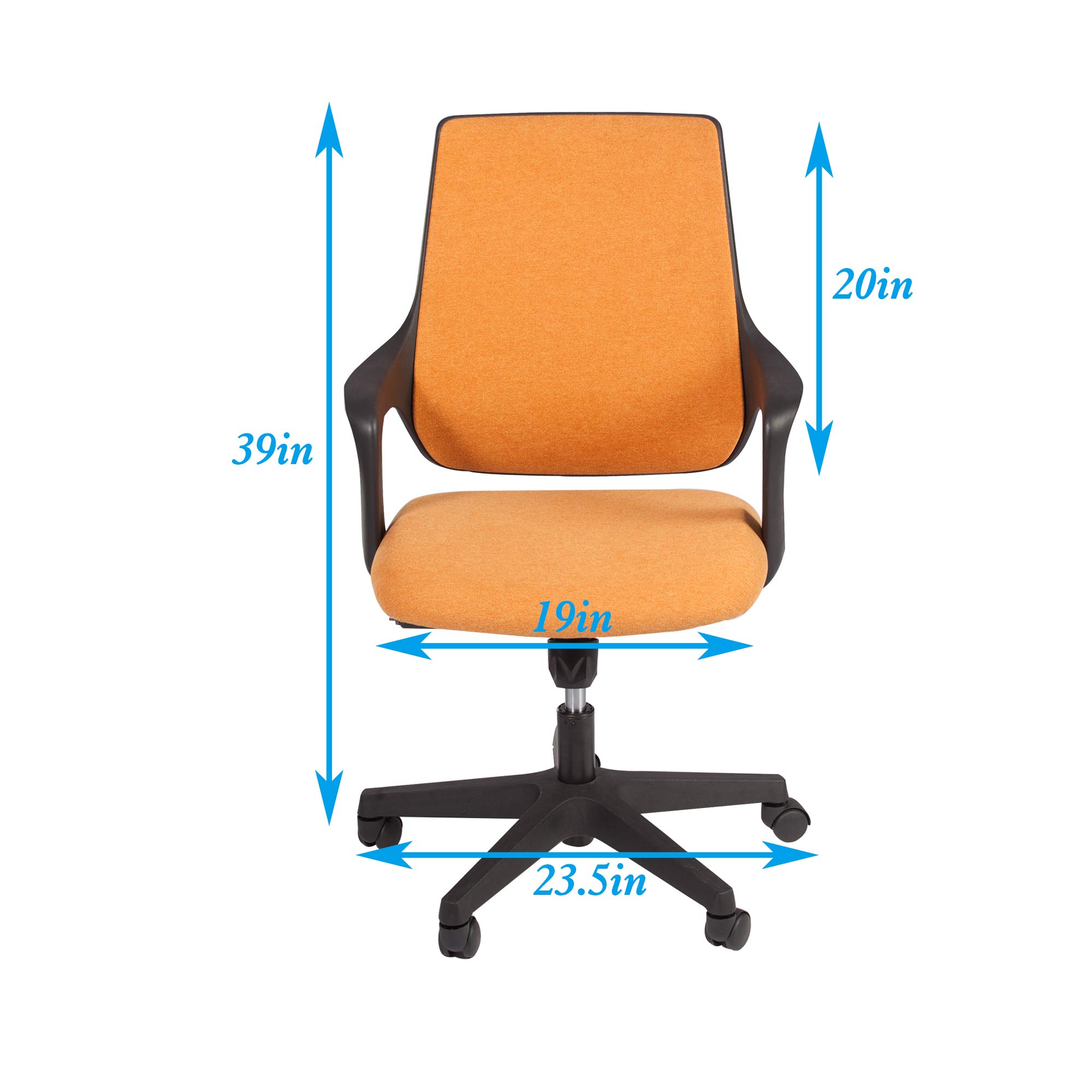 Ergonomic Swivel Office Chair with Adjustable Arms - Comfortable Computer Desk Chair for Home & Office - Orange - Perfect for Workstations, Gaming & Study Spaces
