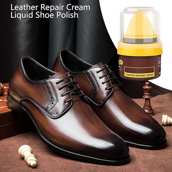 **XAVRY Leather Repair Cream - Liquid Shoe Polish & Shine for Shoes, Bags & Furniture | Protects Leather from Scuffs & Scratches | Natural Shoe Care Cream with Sponge Applicator | Perfect for Boots, Handbags & Sofas**