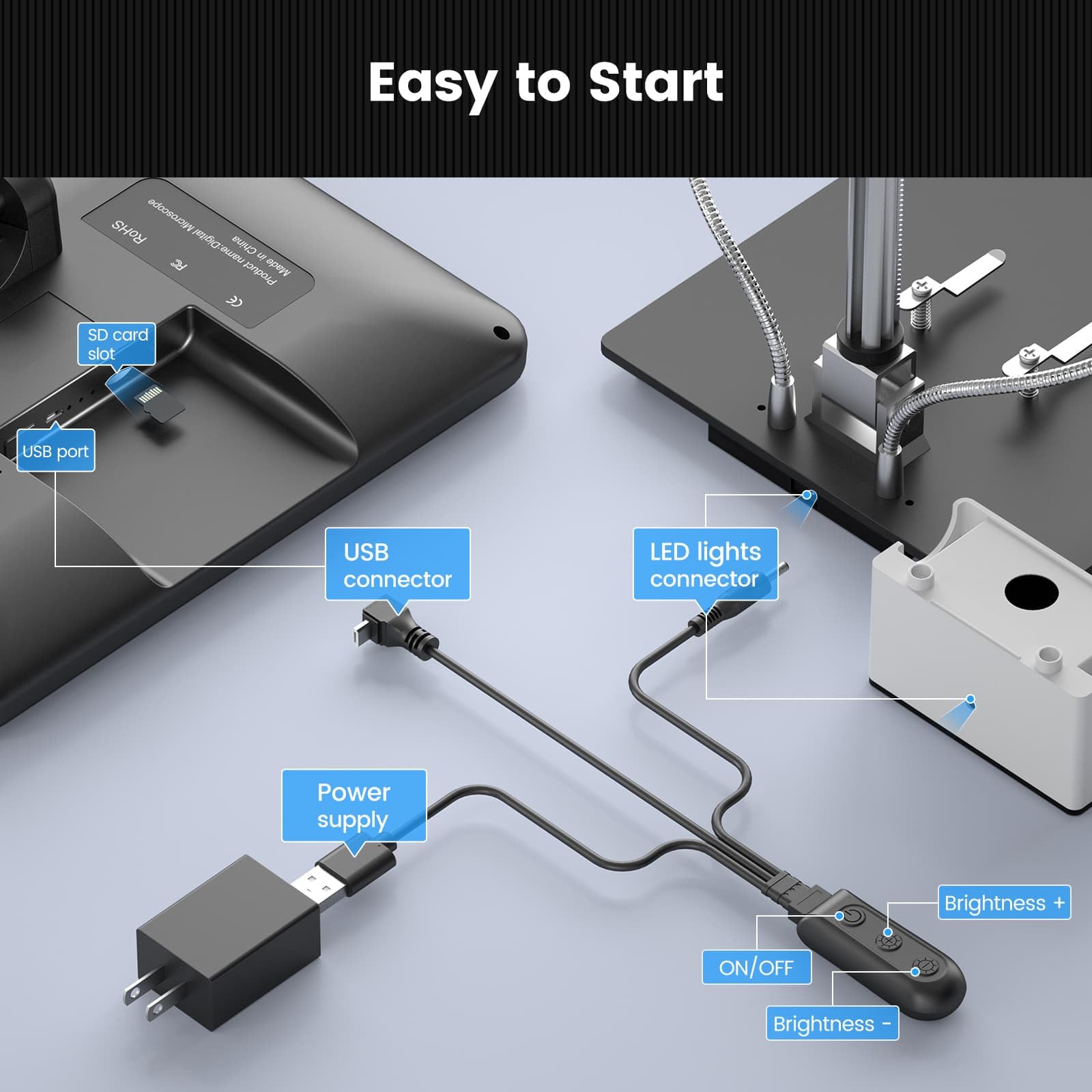 Andonstar AD210 10.1 Inch LCD Digital Microscope for Adults - High Magnification Soldering Microscope for Electronics Repair, Coin Collecting & Error Coin Inspection with LED Light - Includes Biological Slides Kit & 32GB SD Card - Perfect for Hobbyists, Jewelers & STEM Education