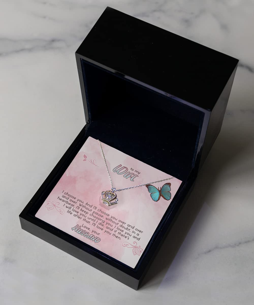 Elegant Crown Necklace for Wife - Royal Jewelry Gift for Queen, Anniversary & Valentine's Day Present - Perfect for Weddings, Date Nights & Special Occasions