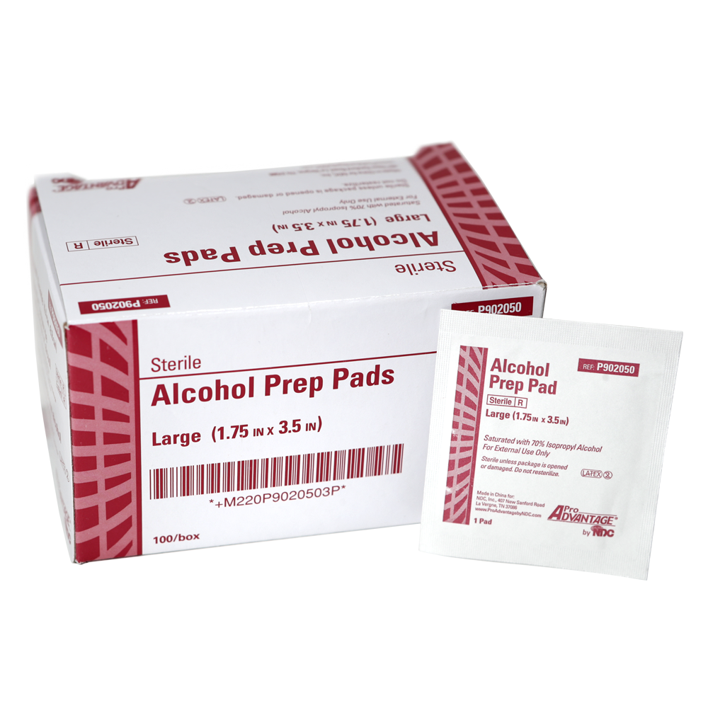 Alcohol Prep Pads - Large (100 Count/Box) | First Aid, Medical Supplies & Wound Care Essentials for Home, Clinic & Travel