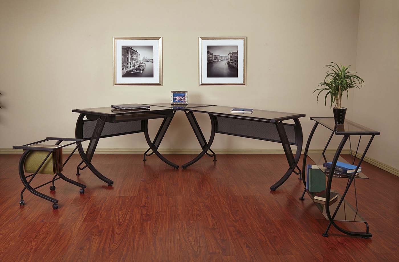 OSP Designs Horizon Computer Desk [HZN25] - Modern Home Office Desk with Storage Shelf | Perfect for Remote Work, Gaming & Study Spaces