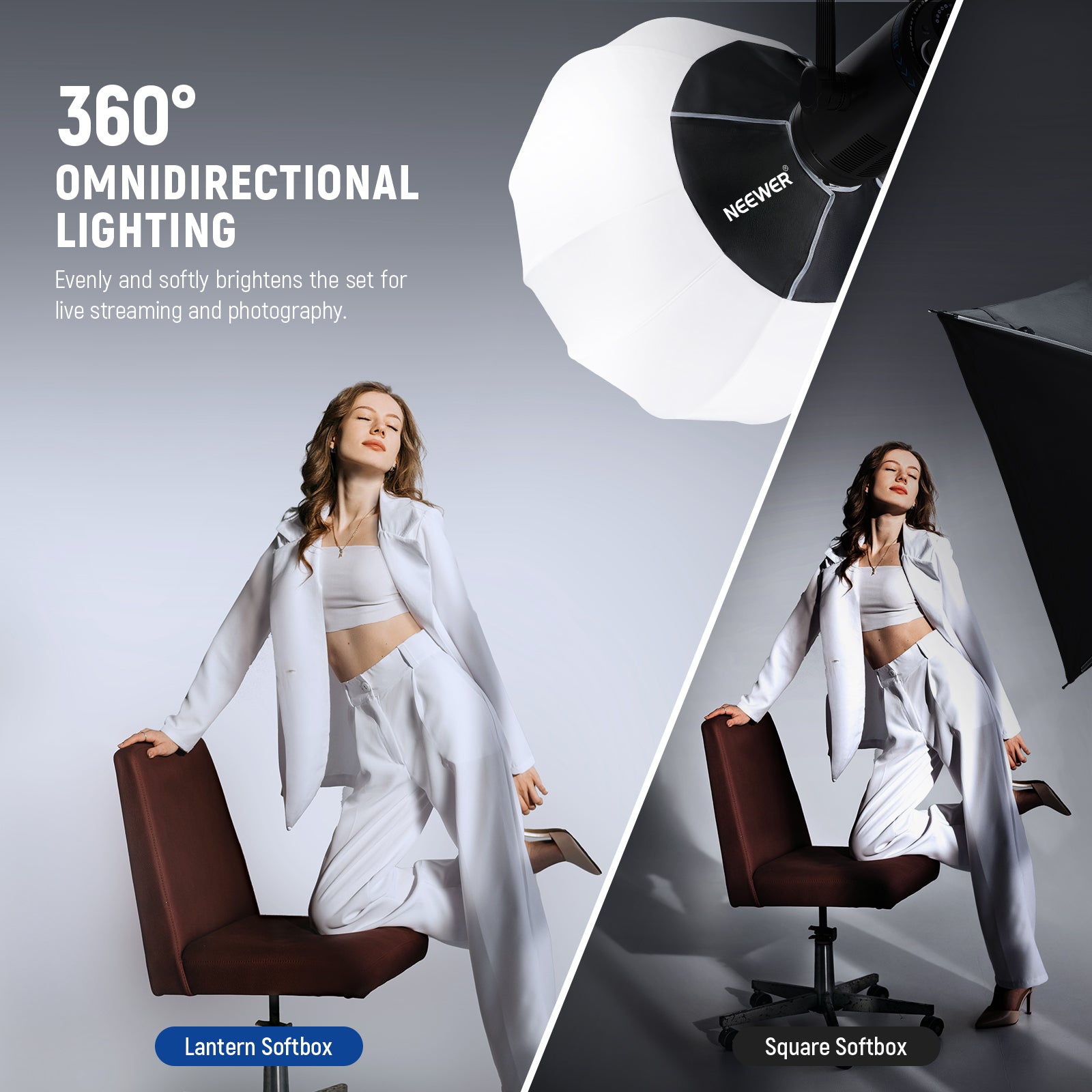 NEEWER NS20L/NS26L/NS35L LED Lantern Softbox Light Diffuser for Photography, Video & Studio Lighting - Perfect for Portraits, Product Shots & YouTube Videos