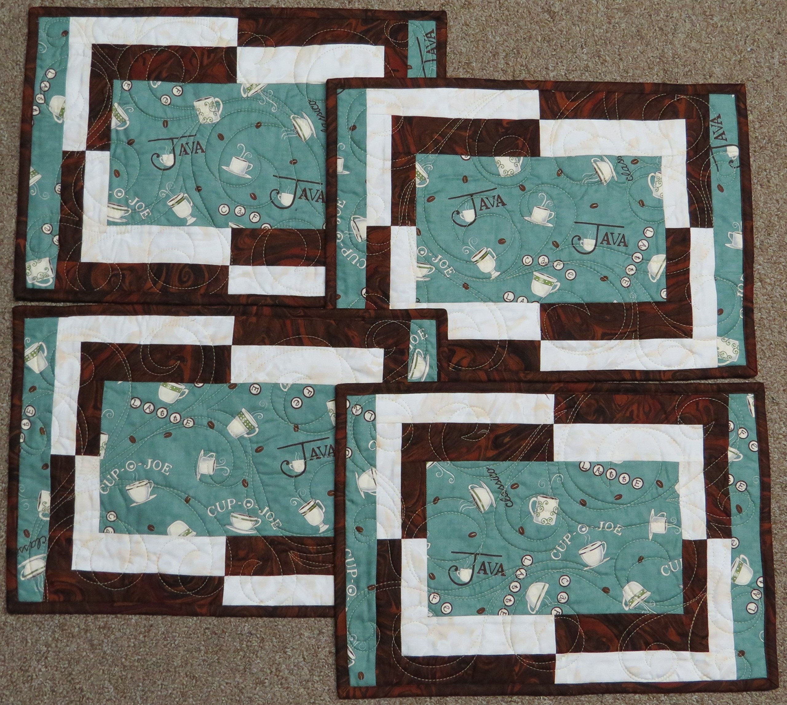 Premium Teal Coffee Placemats Set of 4 - Non-Slip Heat Resistant Table Mats for Dining, Kitchen & Office Use