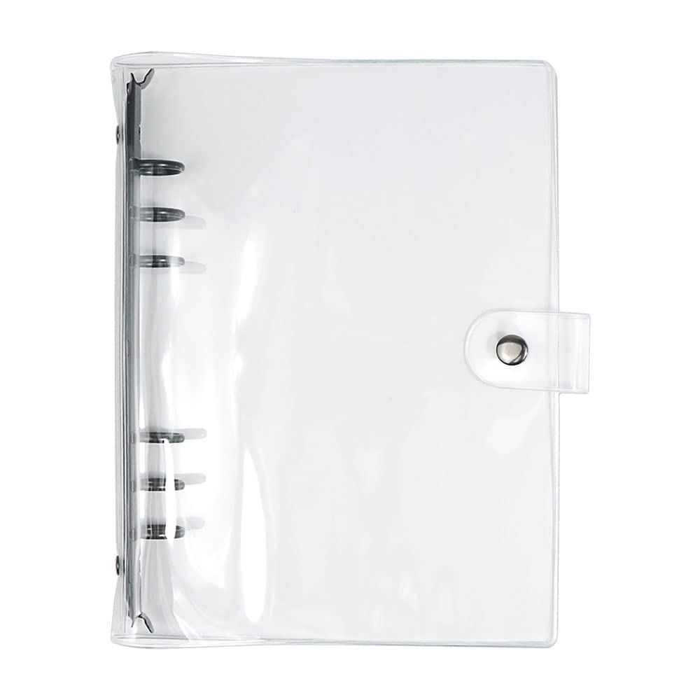A5 Clear PVC Binder Cover with 20mm 6-Ring Black Round Rings - Soft Edge Sealing Snap Button Closure for Loose Leaf Notebooks, Journals, Planners & Folders - Perfect for School, Office & Home Organization