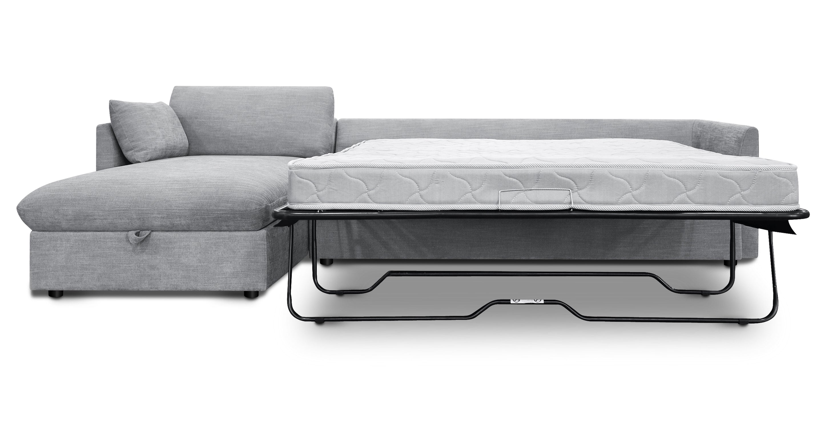 Argos Left Facing Sleeper Sectional Sofa Bed - Convertible L-Shaped Couch with Pull-Out Bed, Modern Fabric Upholstery for Living Room, Guest Room & Small Spaces