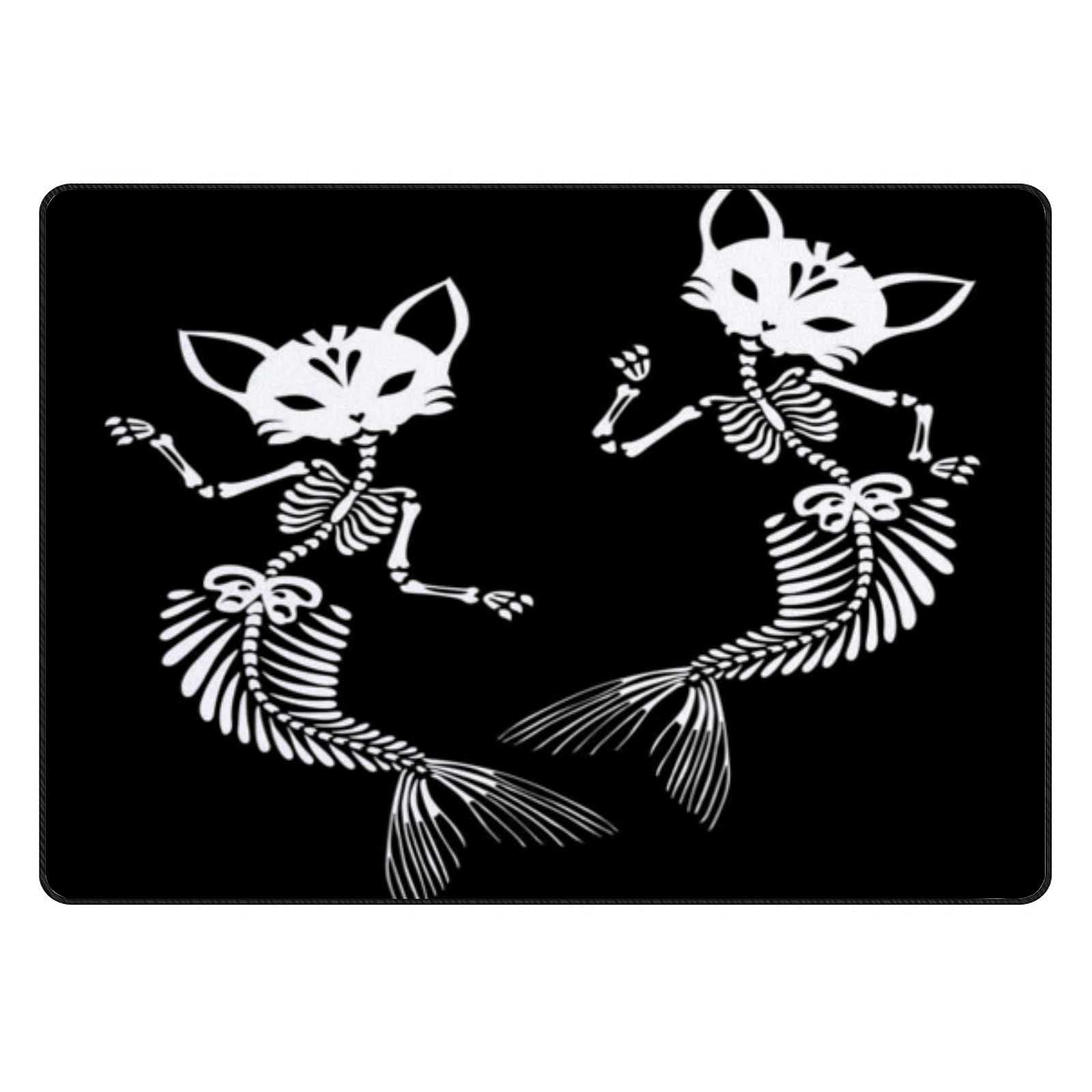 Non-Slip Bath Mat - Soft Absorbent Microfiber Bathroom Rug with Fun Skeleton, Cat & Mermaid Designs - 24x16 Inch Washable Shower Carpet for Bathroom Floor, Entryway & Standing Comfort - Perfect for Kids' Bathrooms, Beach House Decor & Cozy Home Spa Days