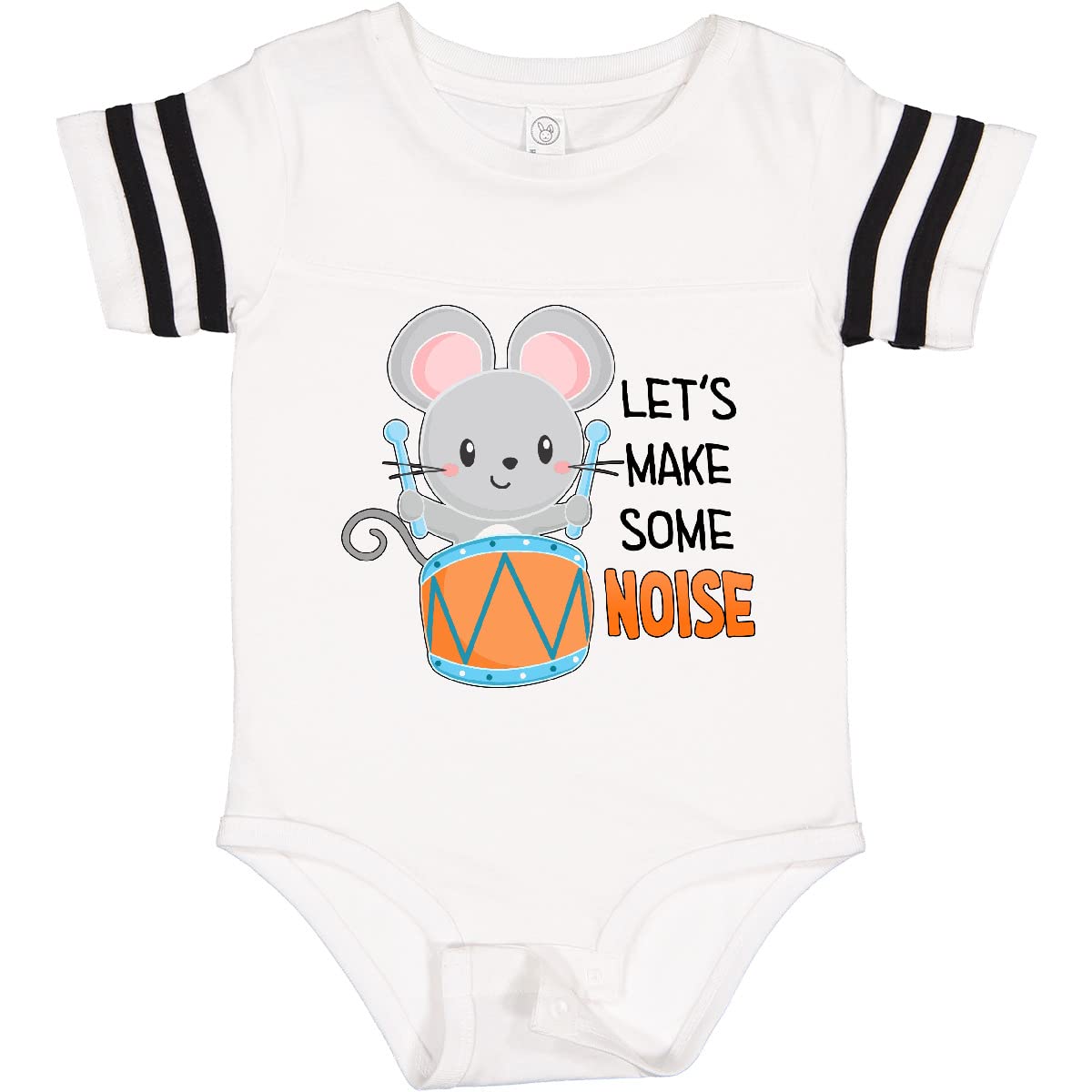 Inktastic Let's Make Some Noise Cute Mouse Drummer Baby Bodysuit - Adorable Musical Themed Onesie for Infants & Toddlers - Perfect for Concerts, Music Parties & Photo Shoots